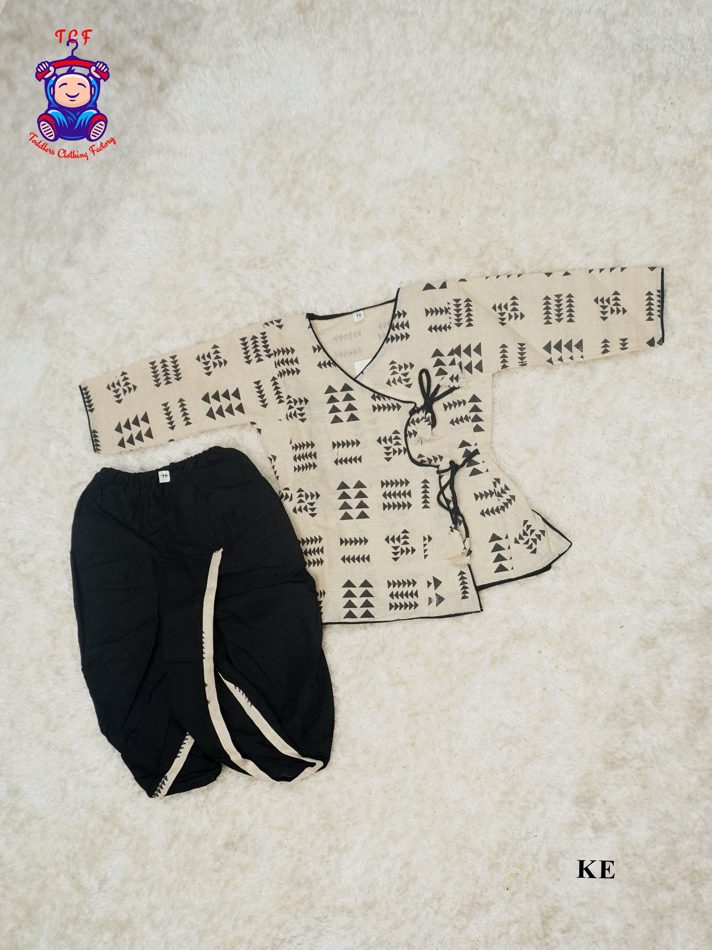 Cream & Black - Boys Kurta Sets
