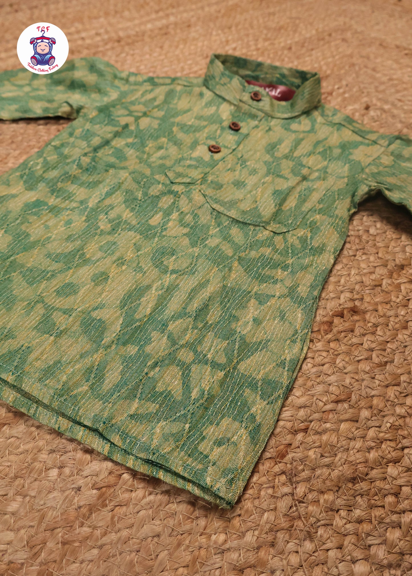 Green & Beige - Boys Readymade Kurtas