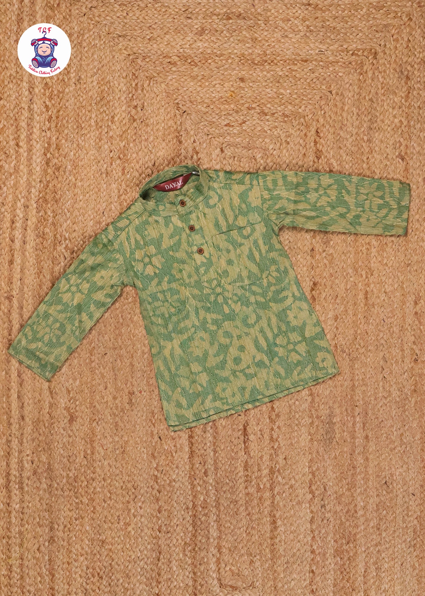 Green & Beige - Boys Readymade Kurtas