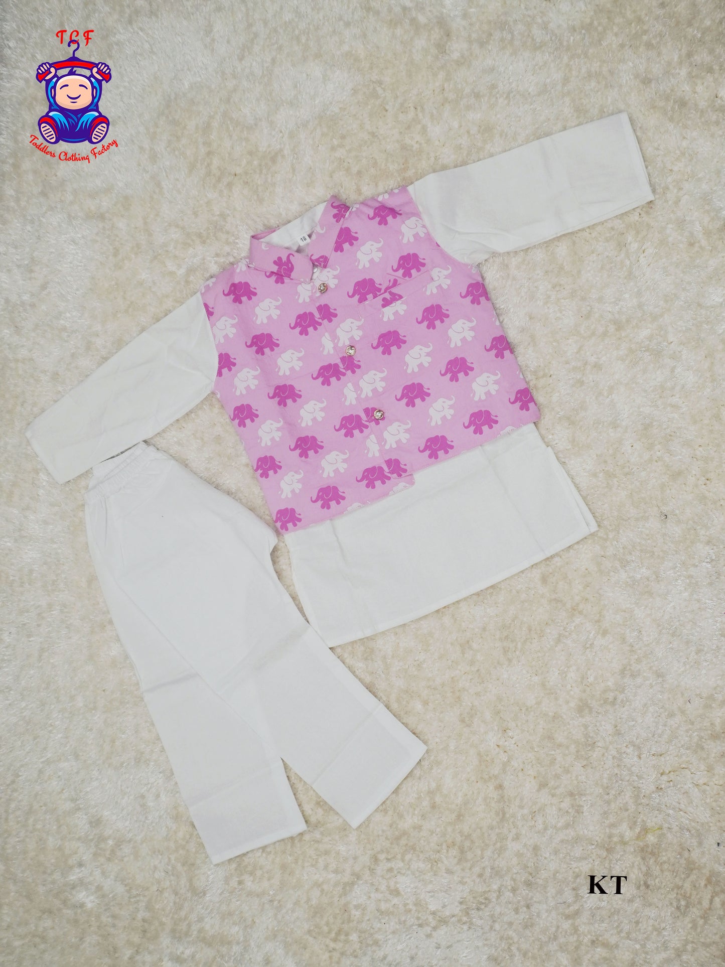 Pink & White - Boys Kurta Sets