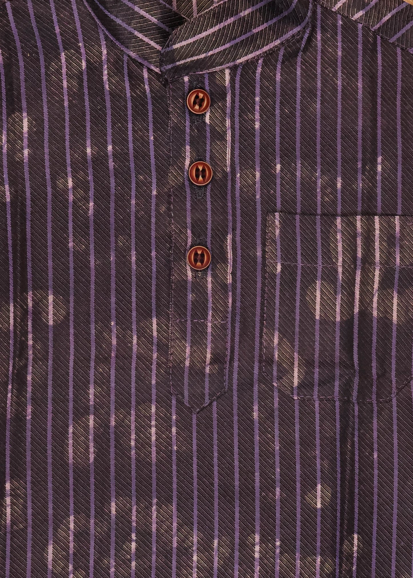 Purple & Beige - Boys Readymade Kurtas