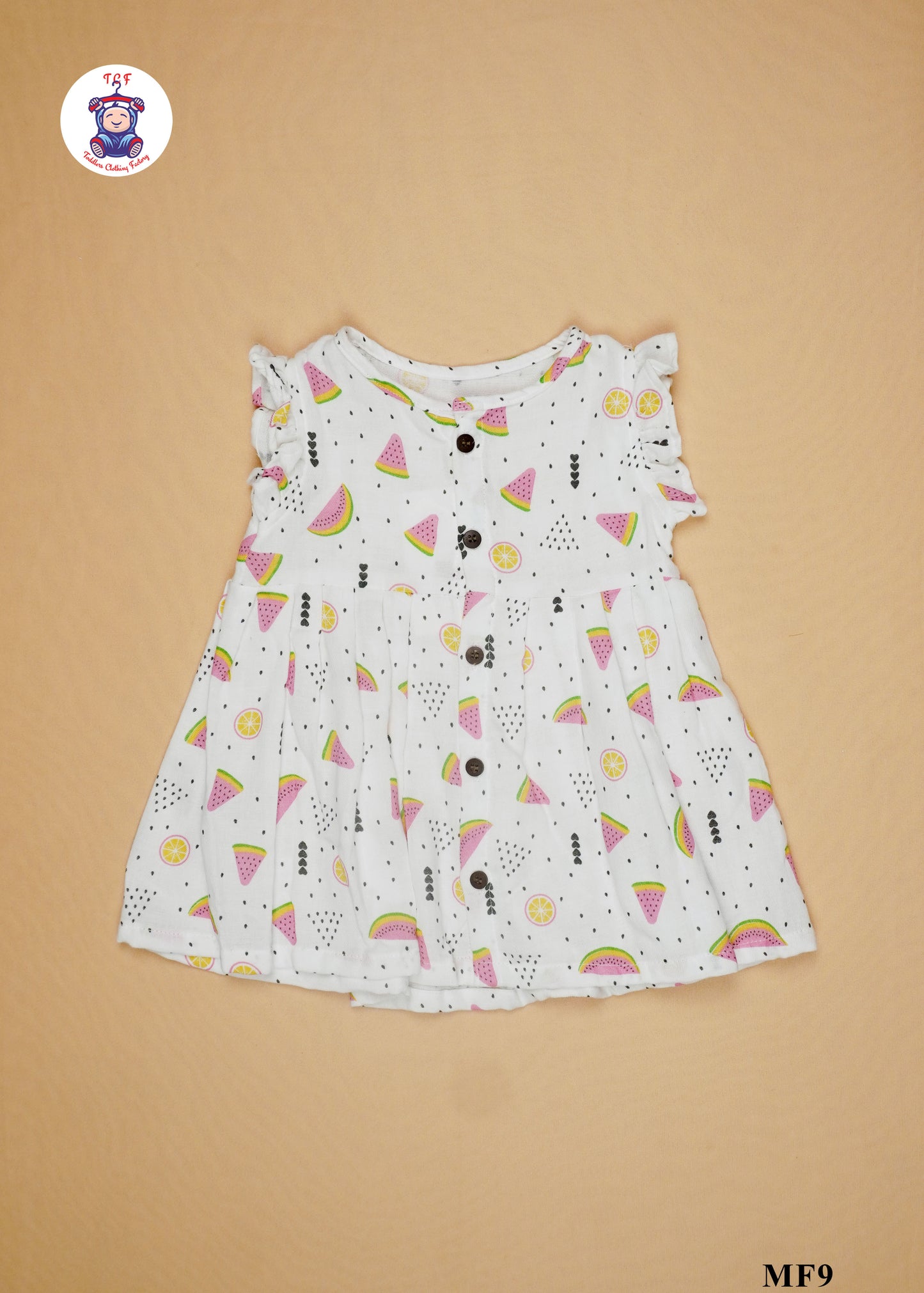 White & Watermelon - Girls Readymade Muslin Frocks