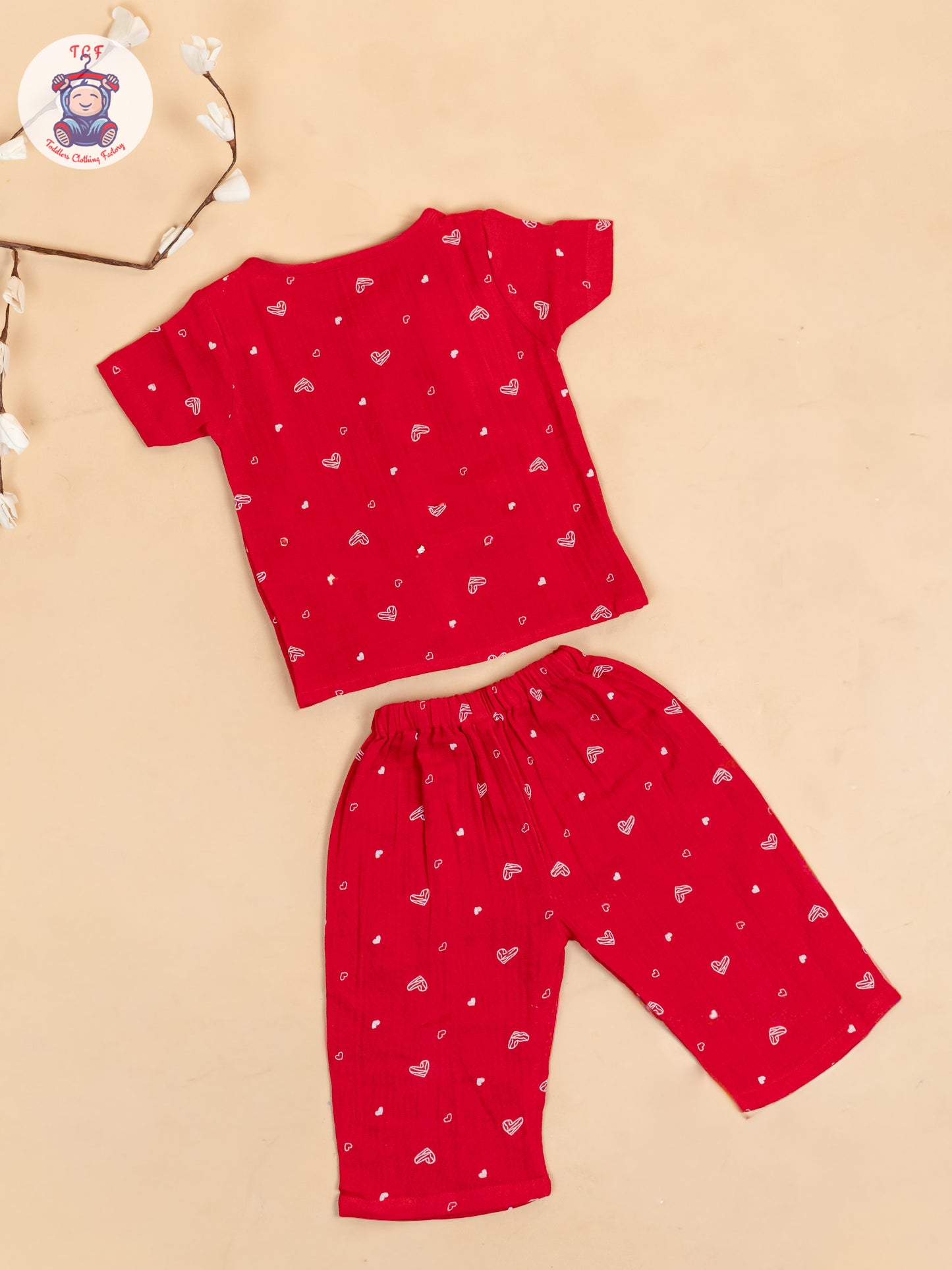 Red - Unisex Muslin Pyjama Sets