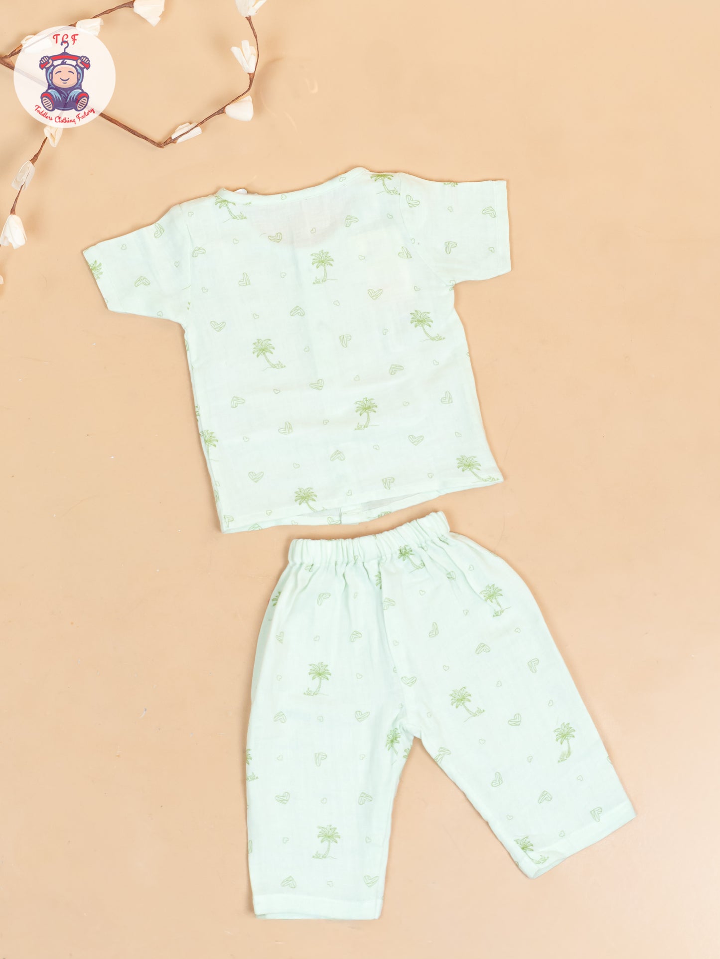 Pista Green - Unisex Muslin Pyjama Sets