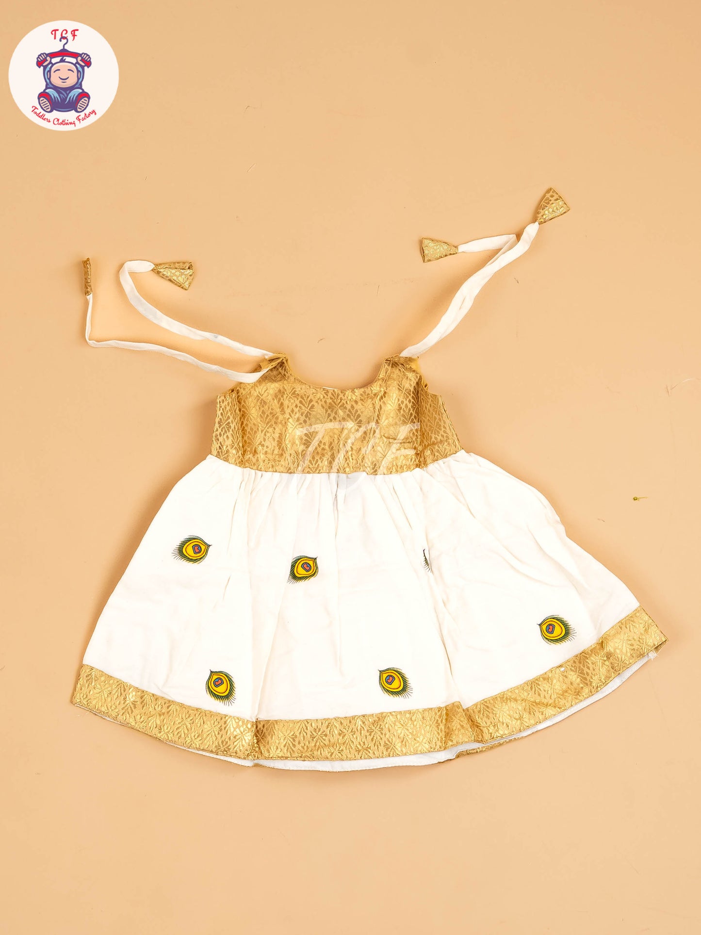 Gold & Half White - New Born Frock