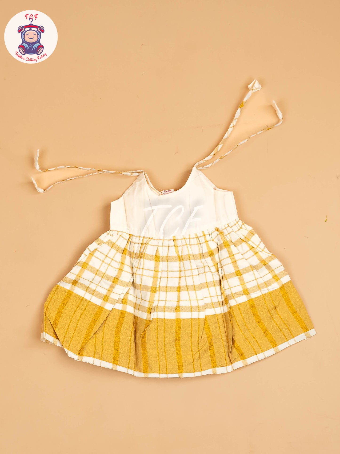 Half White & Gold - New Born Frock