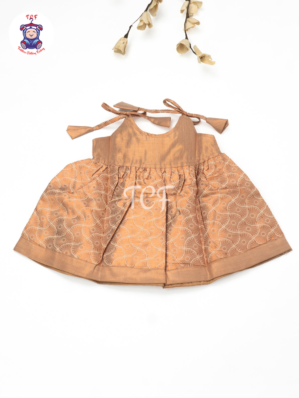 Peach & Rose Gold - Newborn Baby Frock