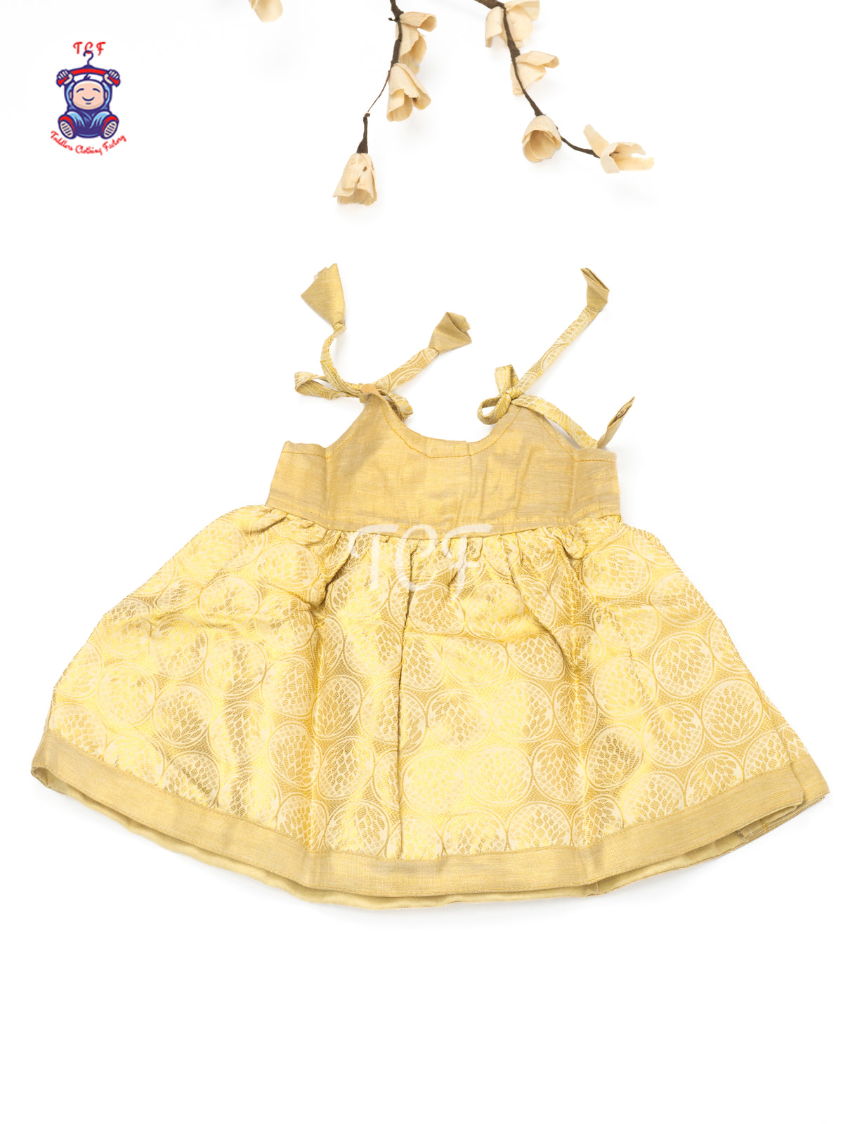 Cream & Gold - Newborn Baby Frock