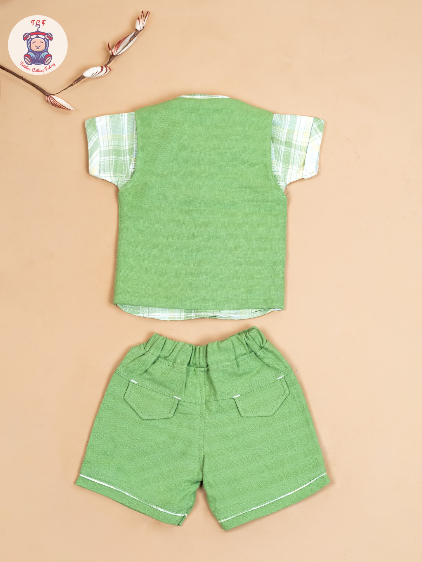 Green - Boys Readymade Cotton Shirts & Shorts