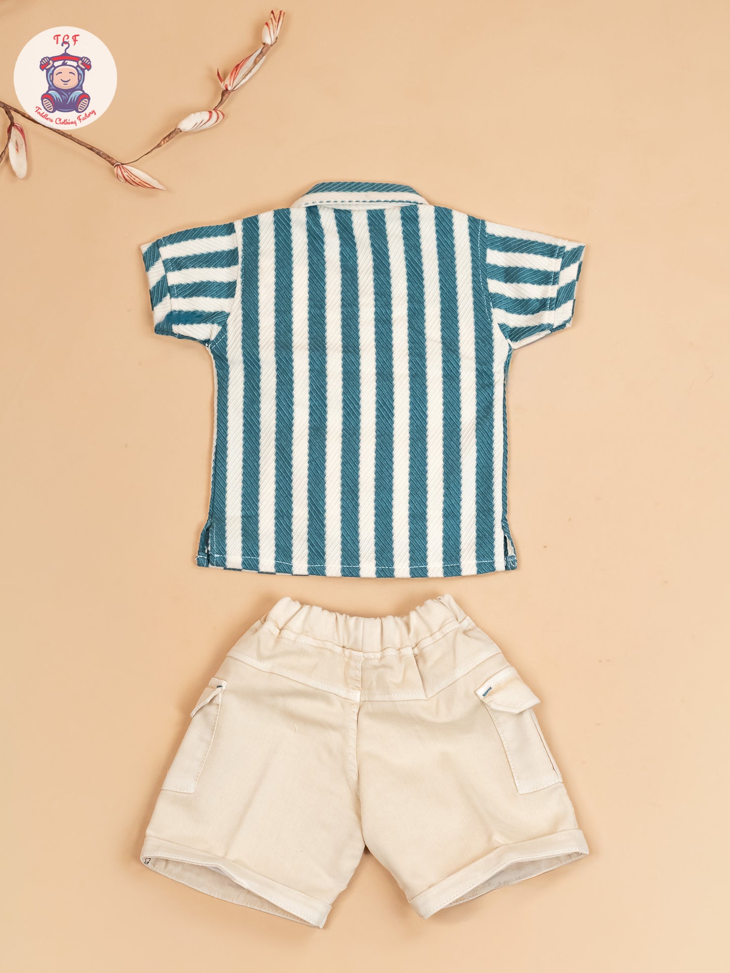Teal Green - Boys Readymade Cotton Shirts & Shorts