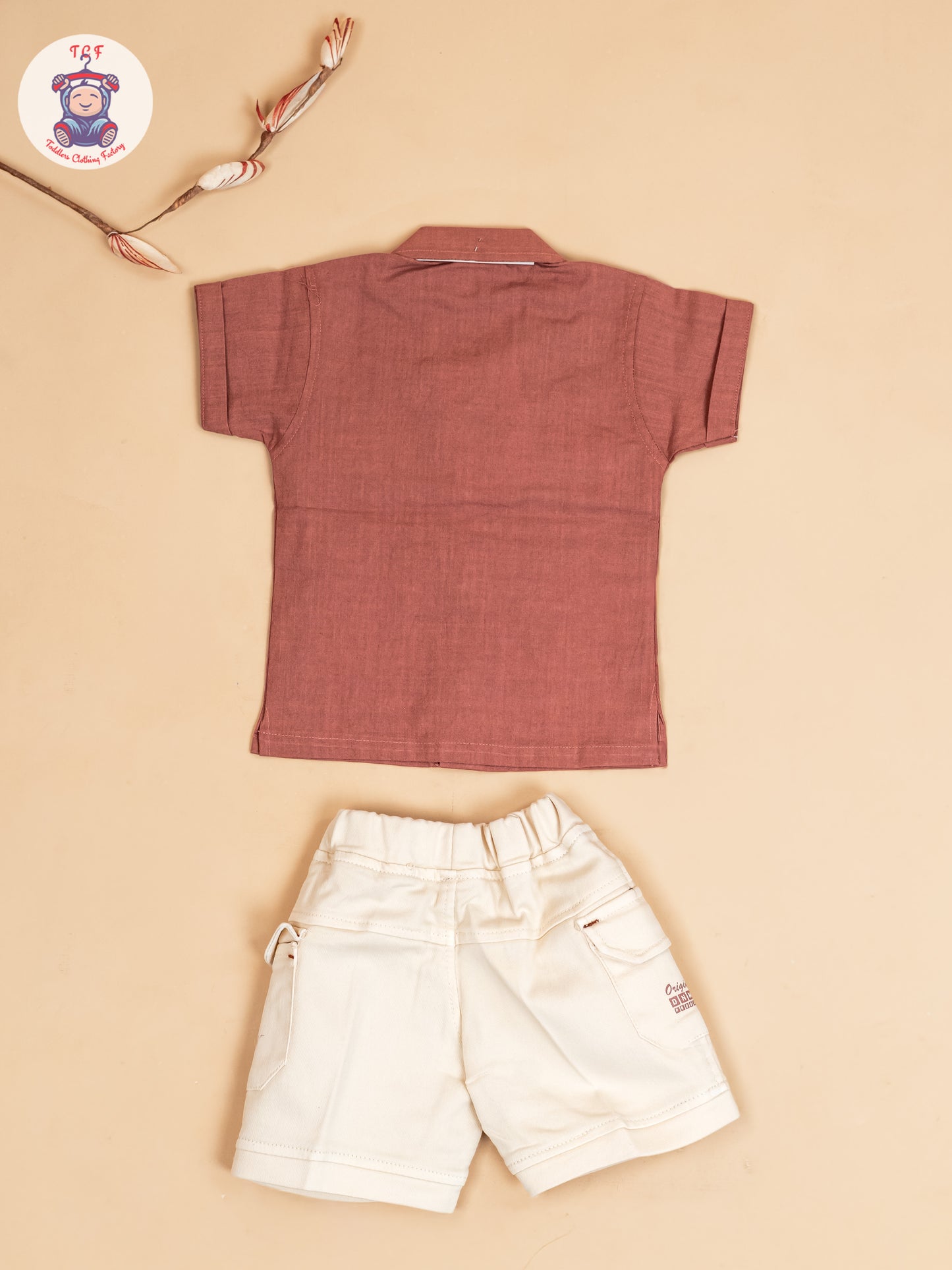 Brown & Beige - Boys Readymade Cotton Shirts & Shorts
