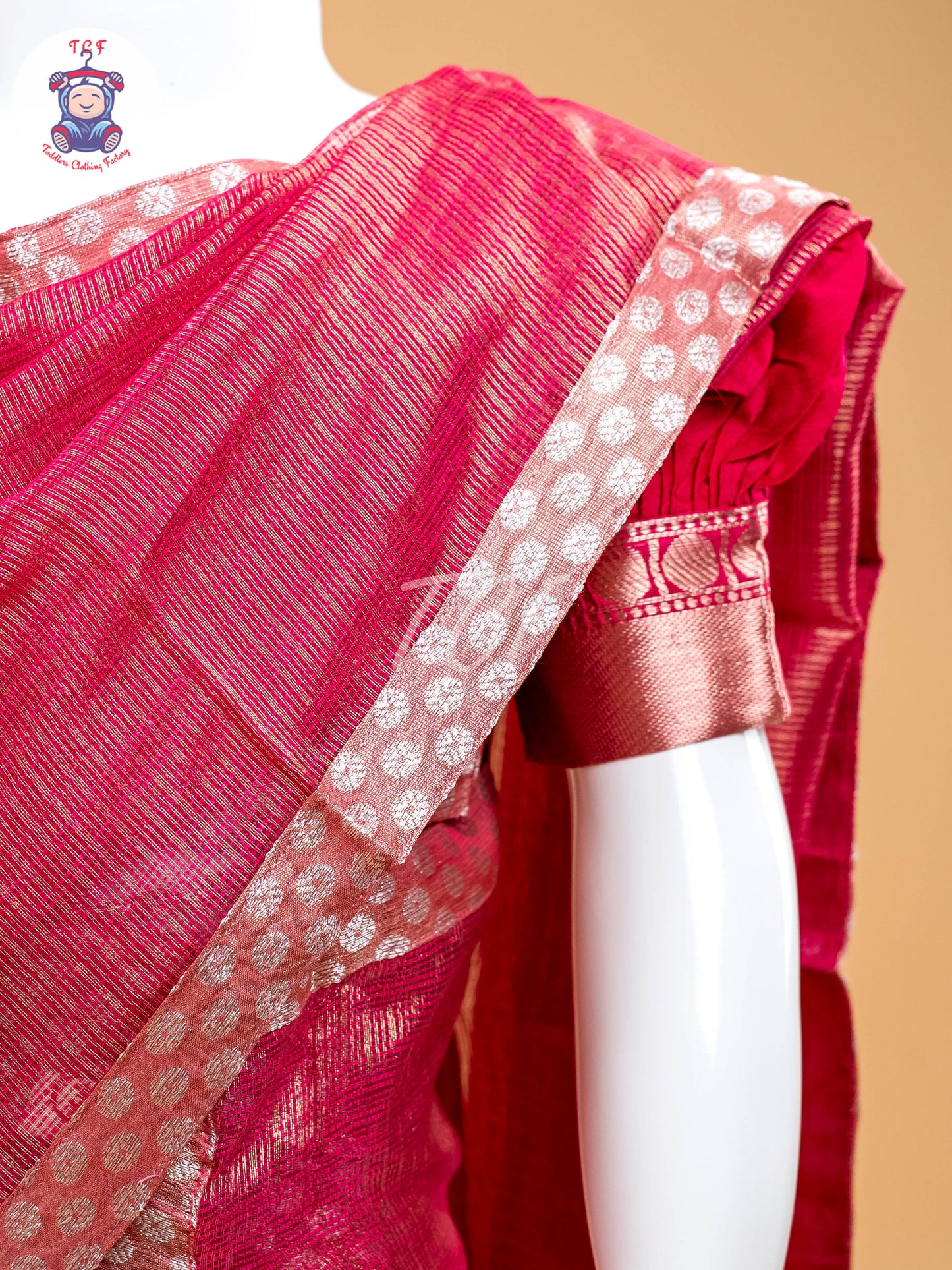 Pink - Girls Readymade Welcro Saree