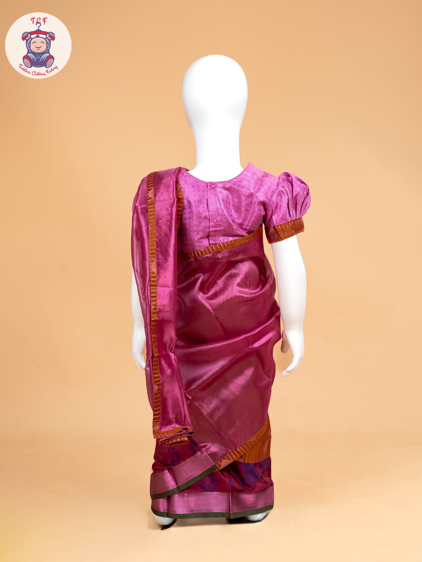 Pink - Girls Readymade Welcro Saree