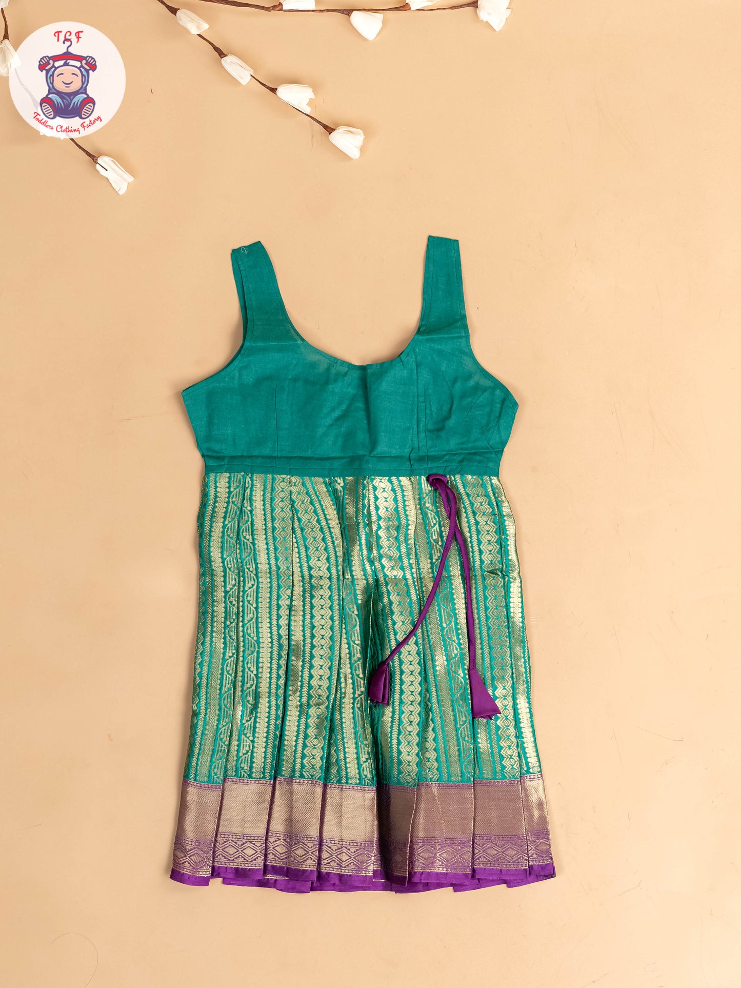Violet & Light Green - Girls Readymade Pavadai Sattai