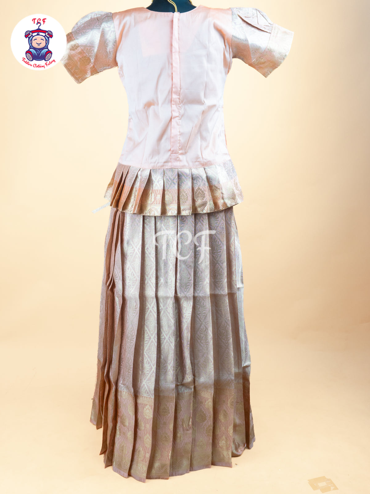 Peach - Girls Readymade Pavadai Sattai