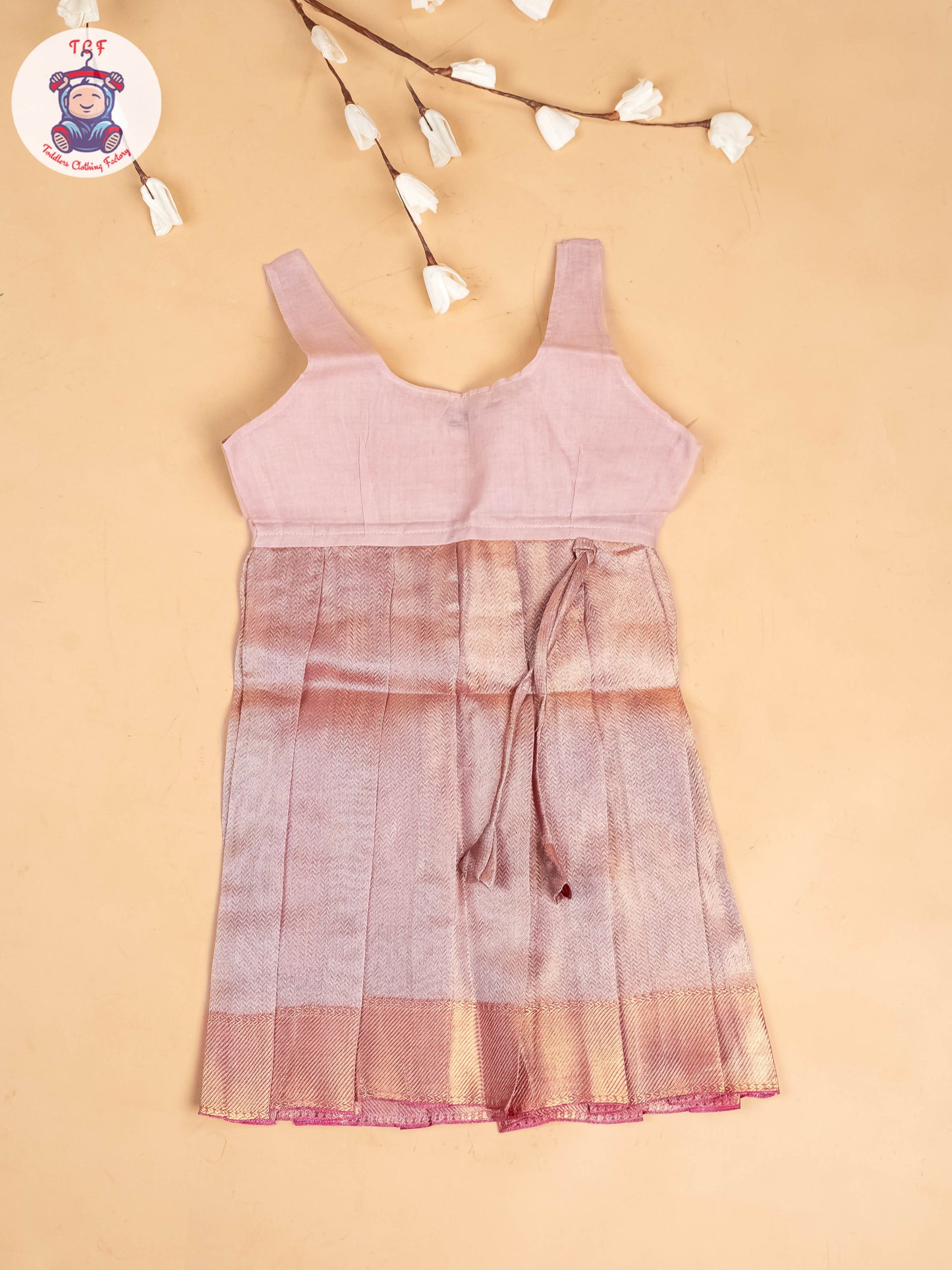 Light Pink - Tissue Readymade Pavadai Sattai
