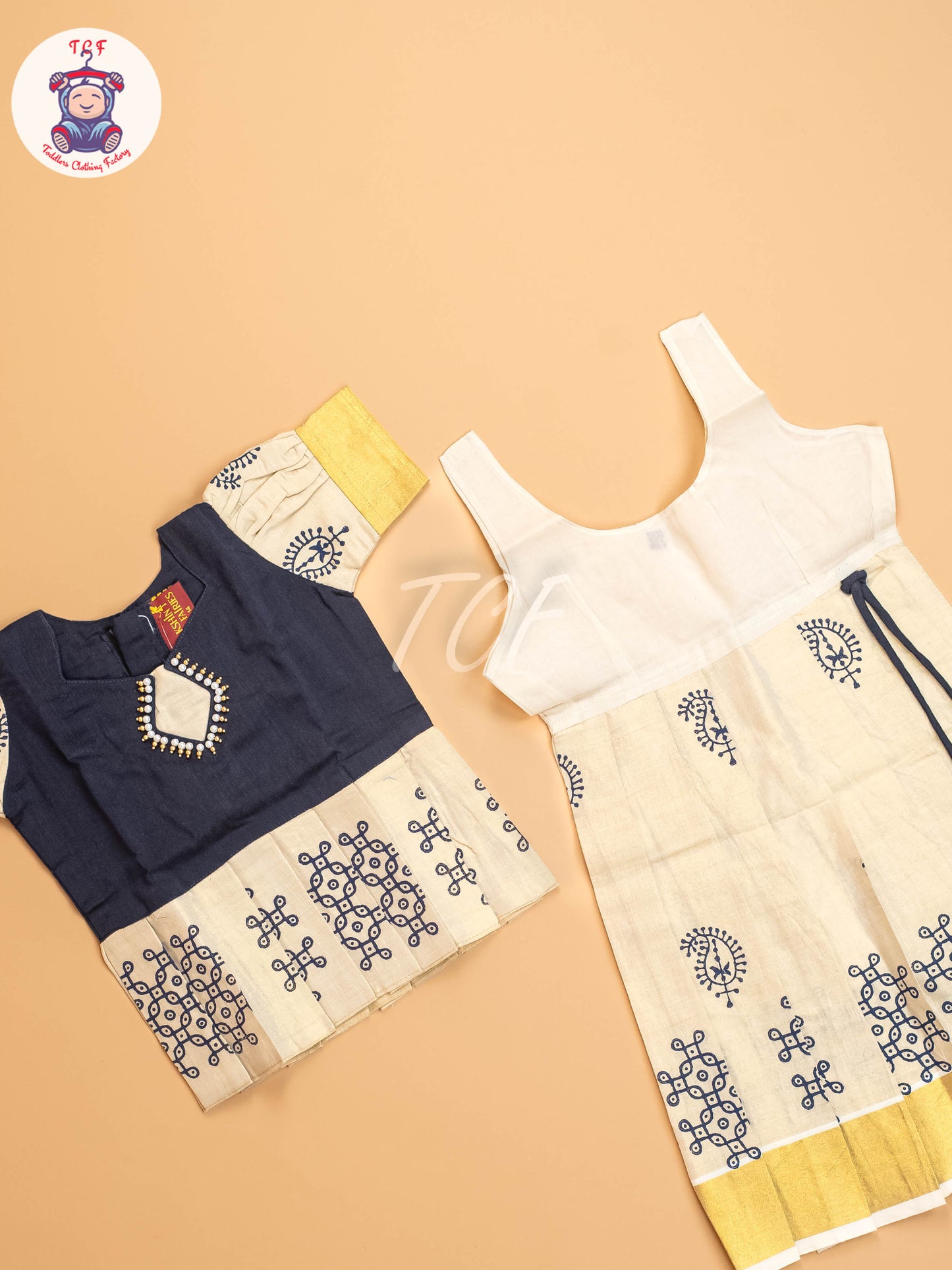 Navy Blue & Gold - Pavadai Sattai