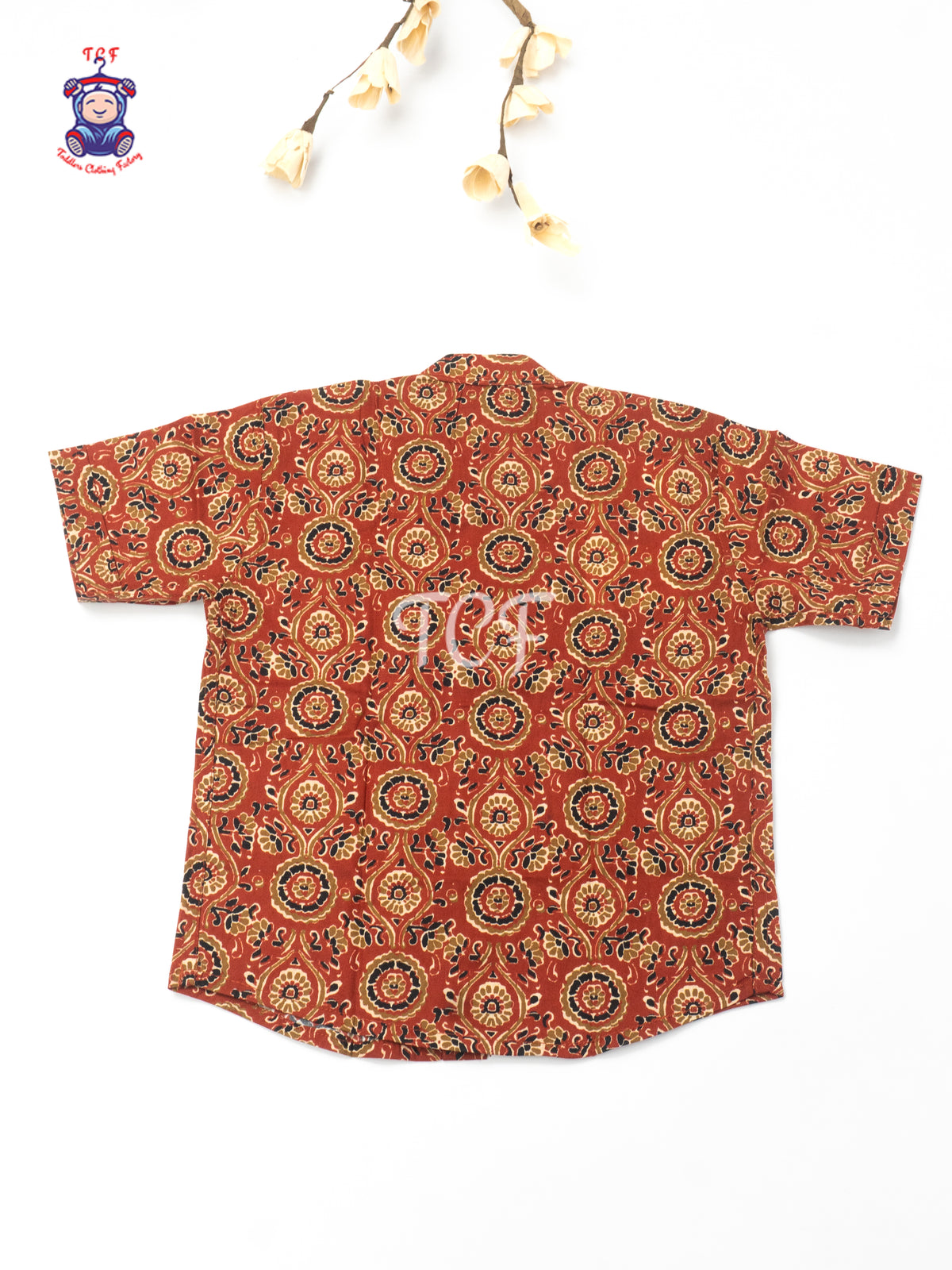 Maroon - Boys Printed Cotton Shirt