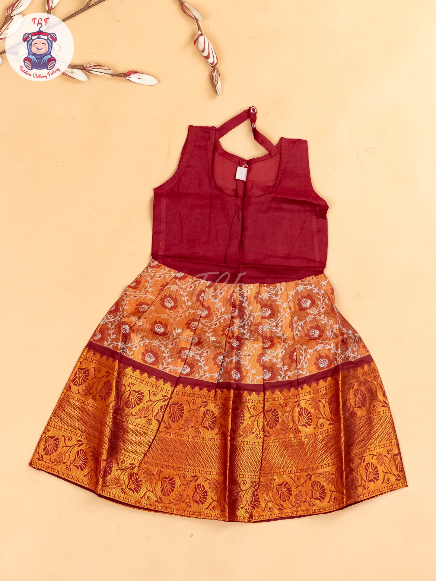 Maroon - Girls Readymade Pavadai Sattai