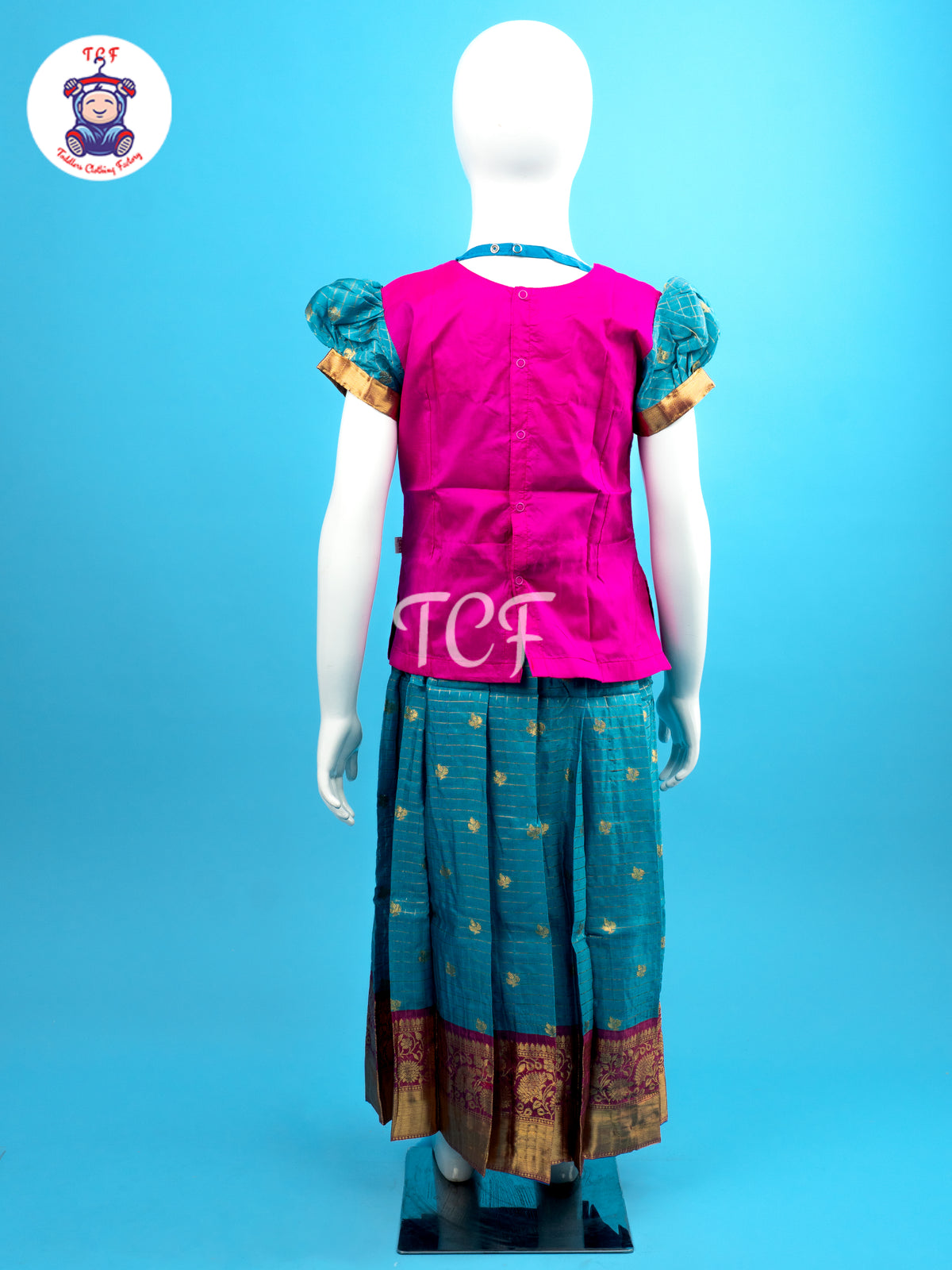 Pink & Blue - Girls Readymade Pavadai Sattai