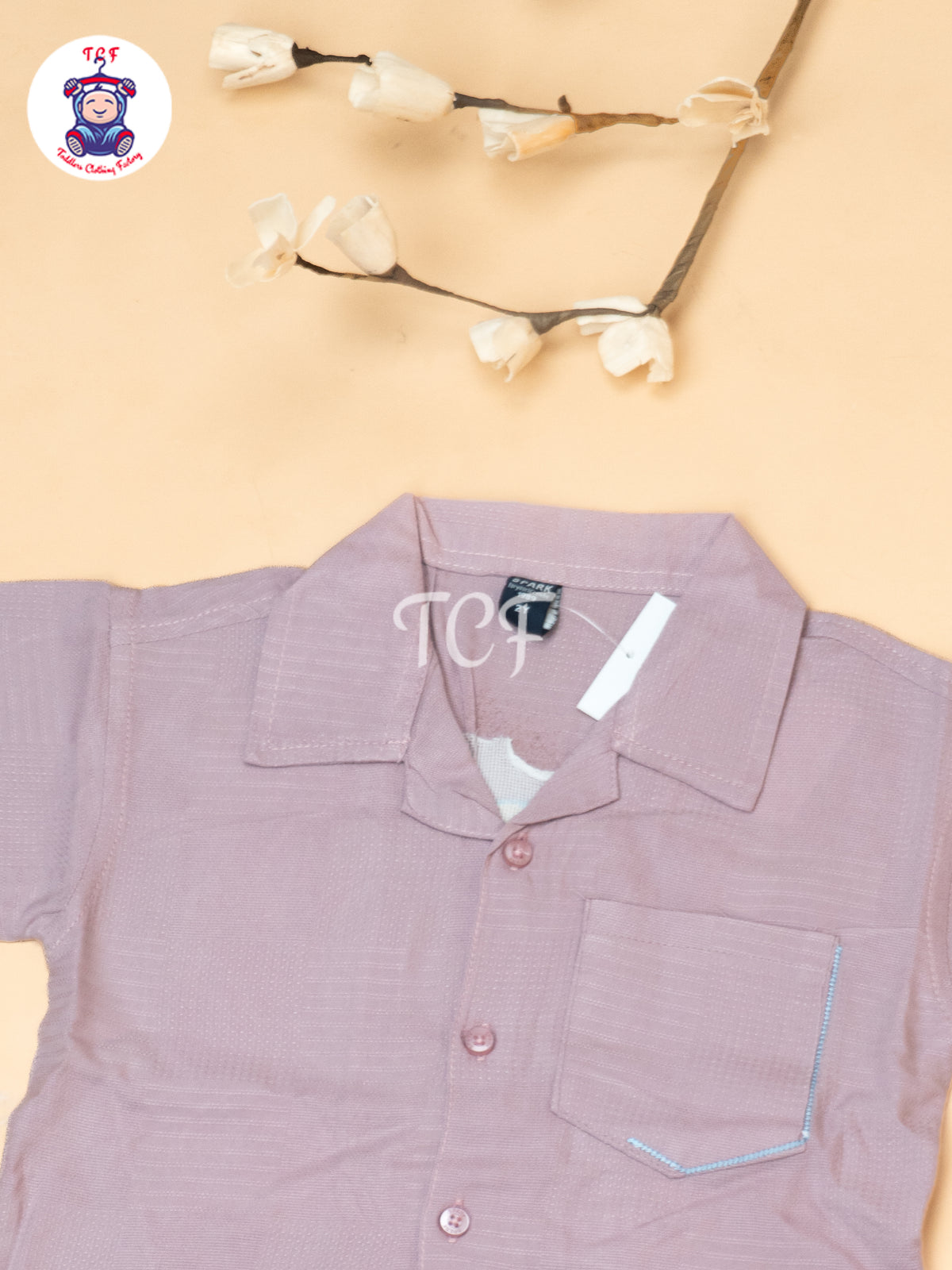 Purple - Boys Readymade Spread Collor Shirts & Shorts