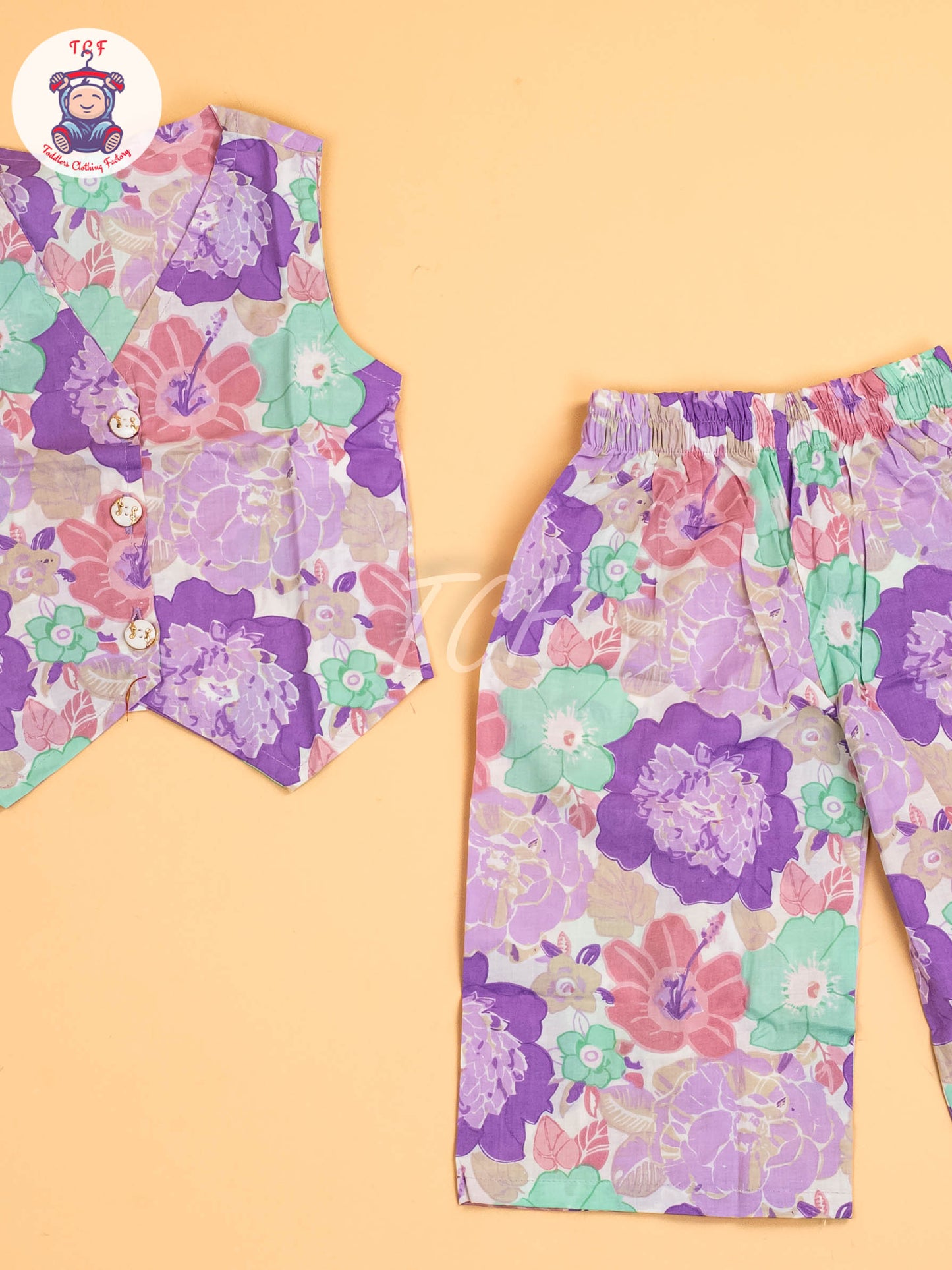 Purple & Green - Girls Floral printed Co-ords Sets