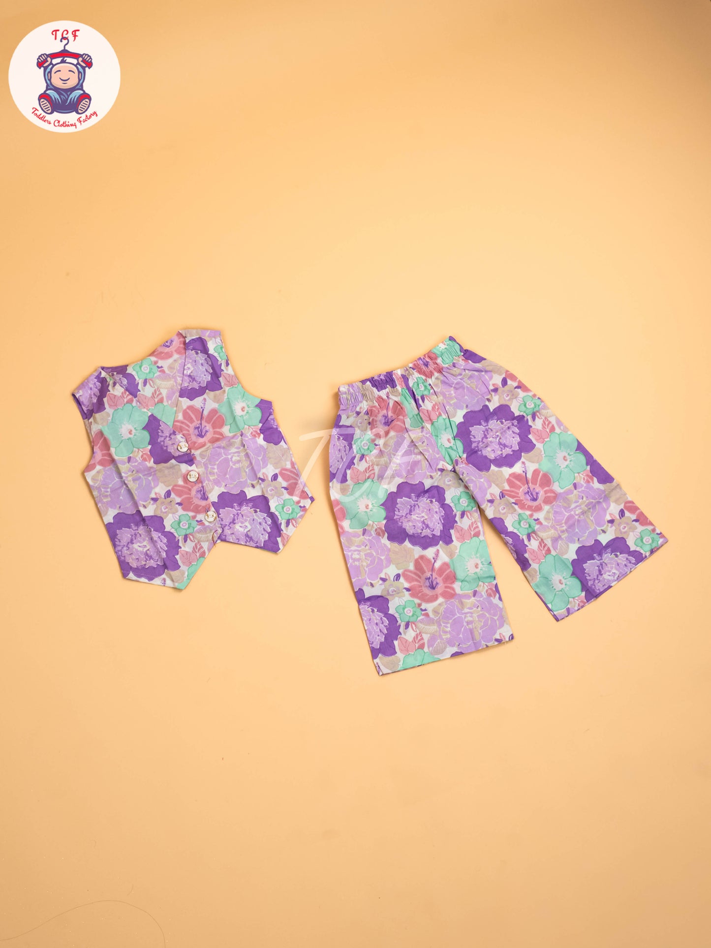 Purple & Green - Girls Floral printed Co-ords Sets