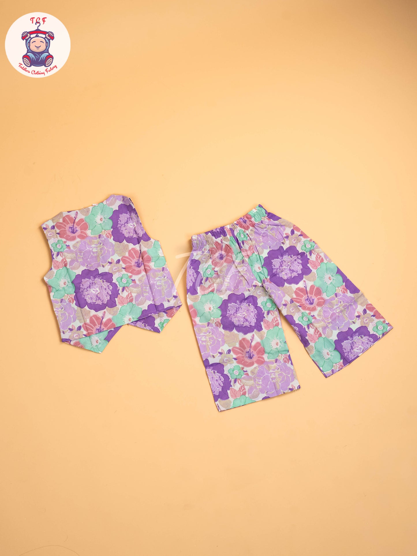 Purple & Green - Girls Floral printed Co-ords Sets