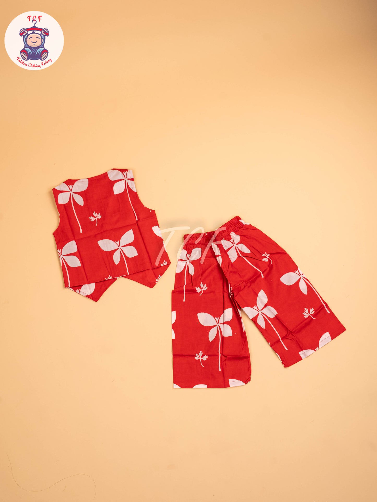 Red - Girls Floral printed Co-ords Sets