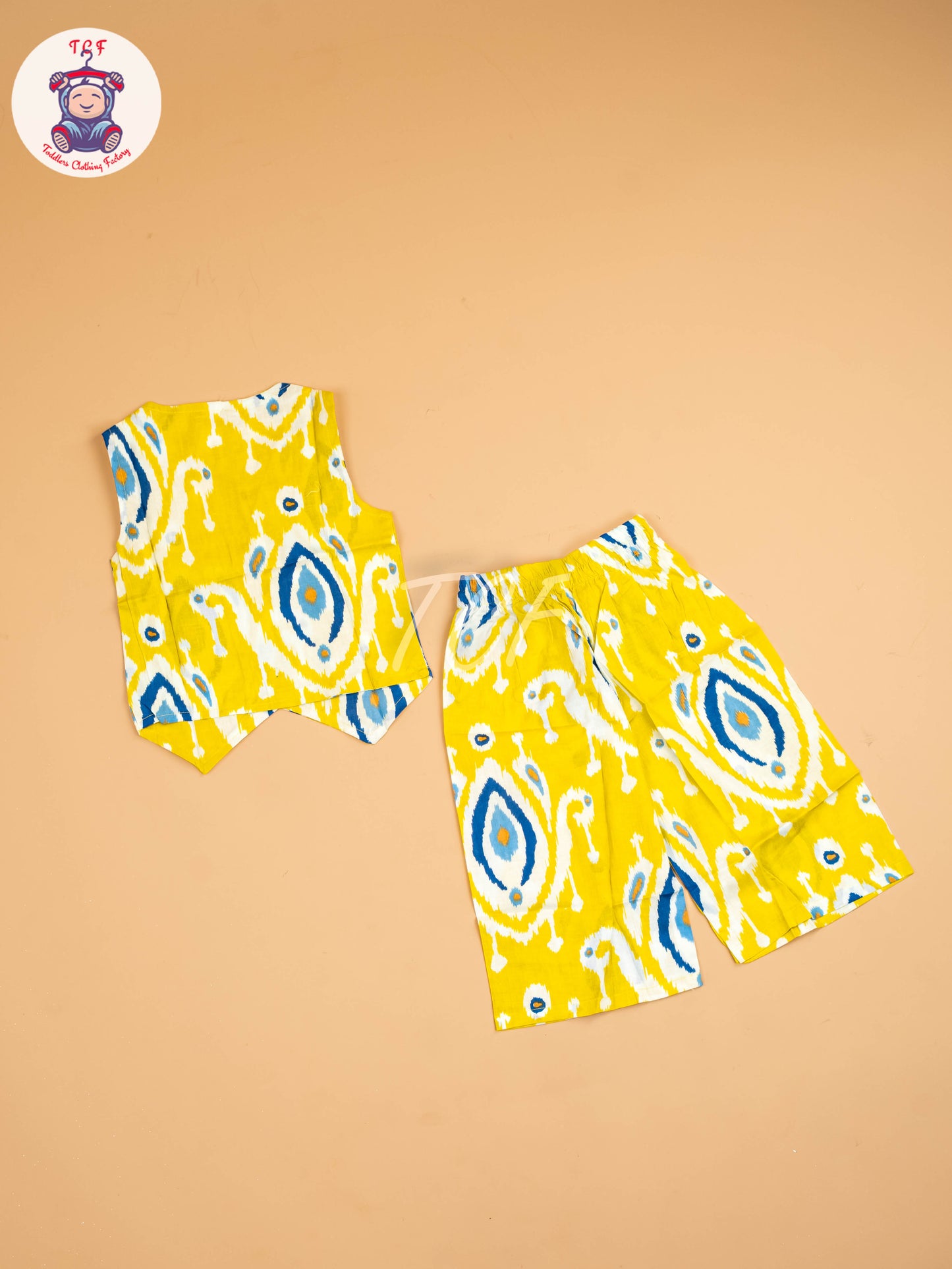 Yellow - Girls Ikat printed Co-ords Sets