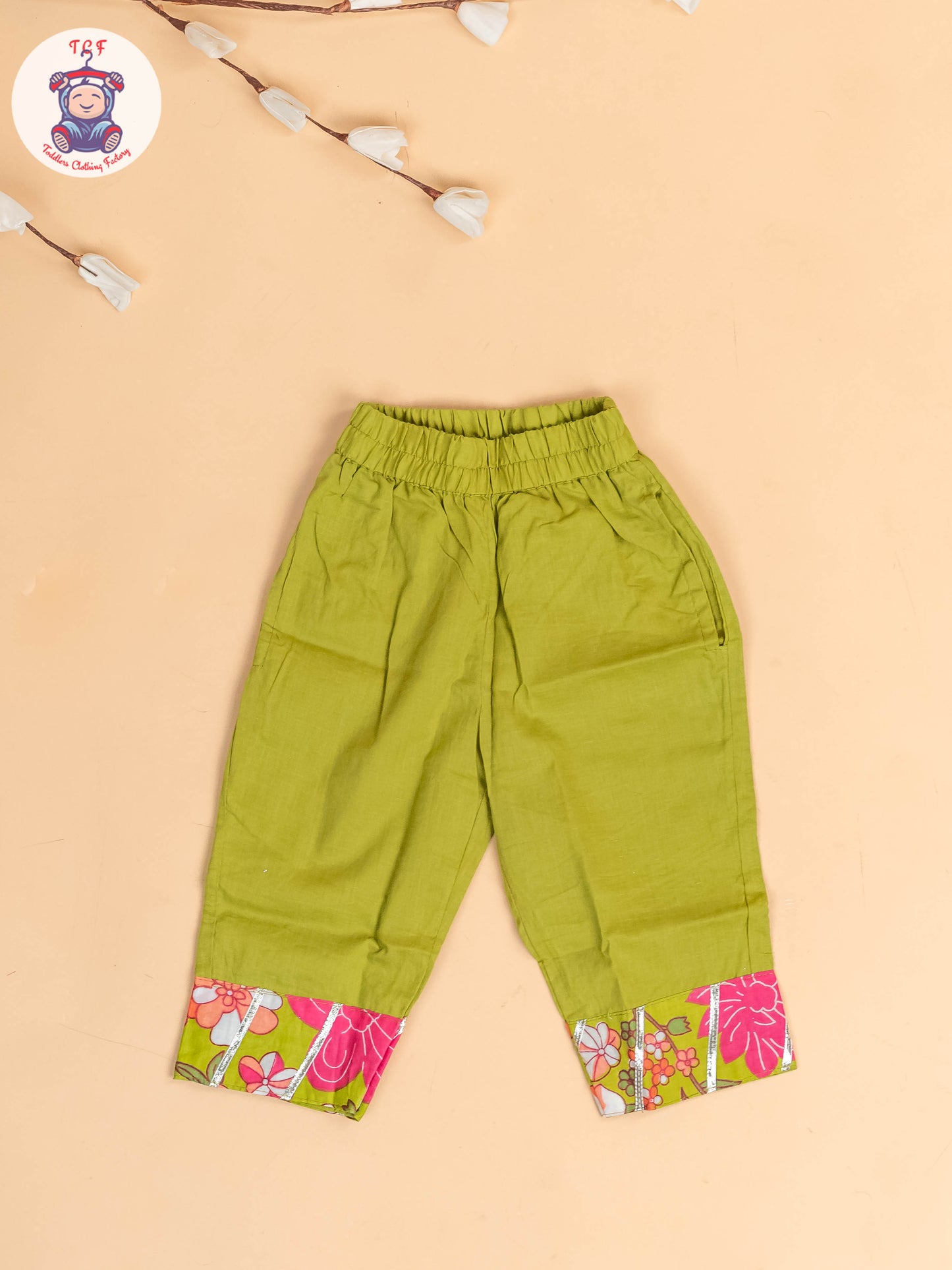 Light Green & Pink -Girls Printed Angrakha Salwar