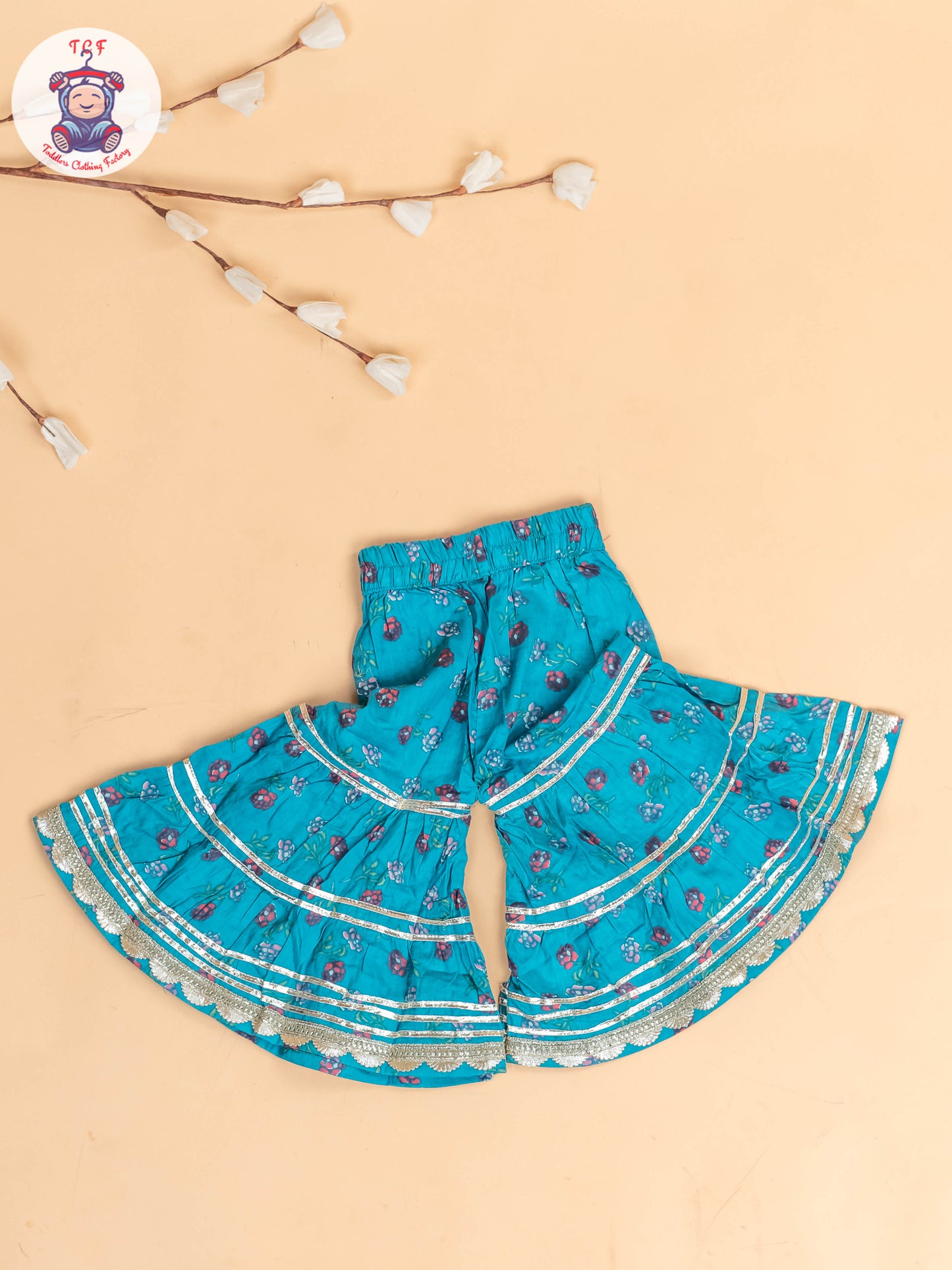 Sky Blue - Girls Floral printed Salwar