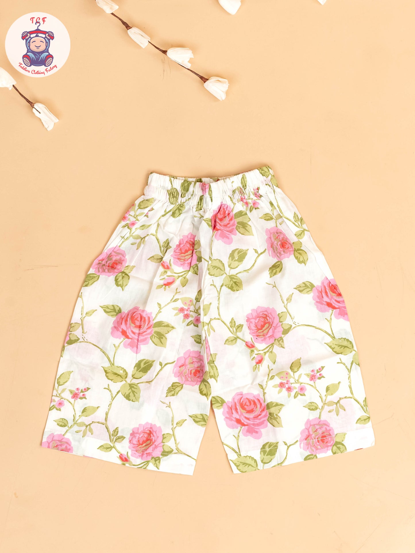White & Pink - Girls Floral Printed Co-ords Sets