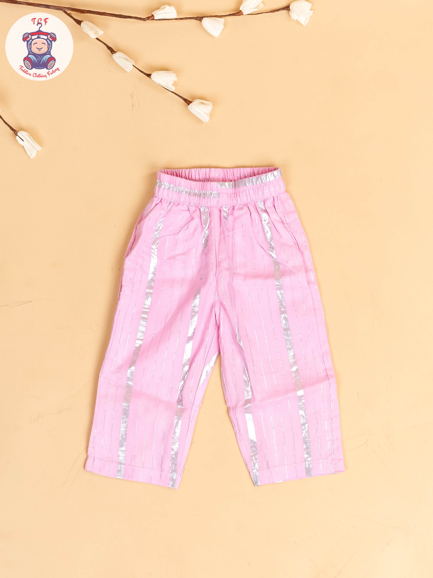 Baby Pink & Silver - Girls Printed Salwar