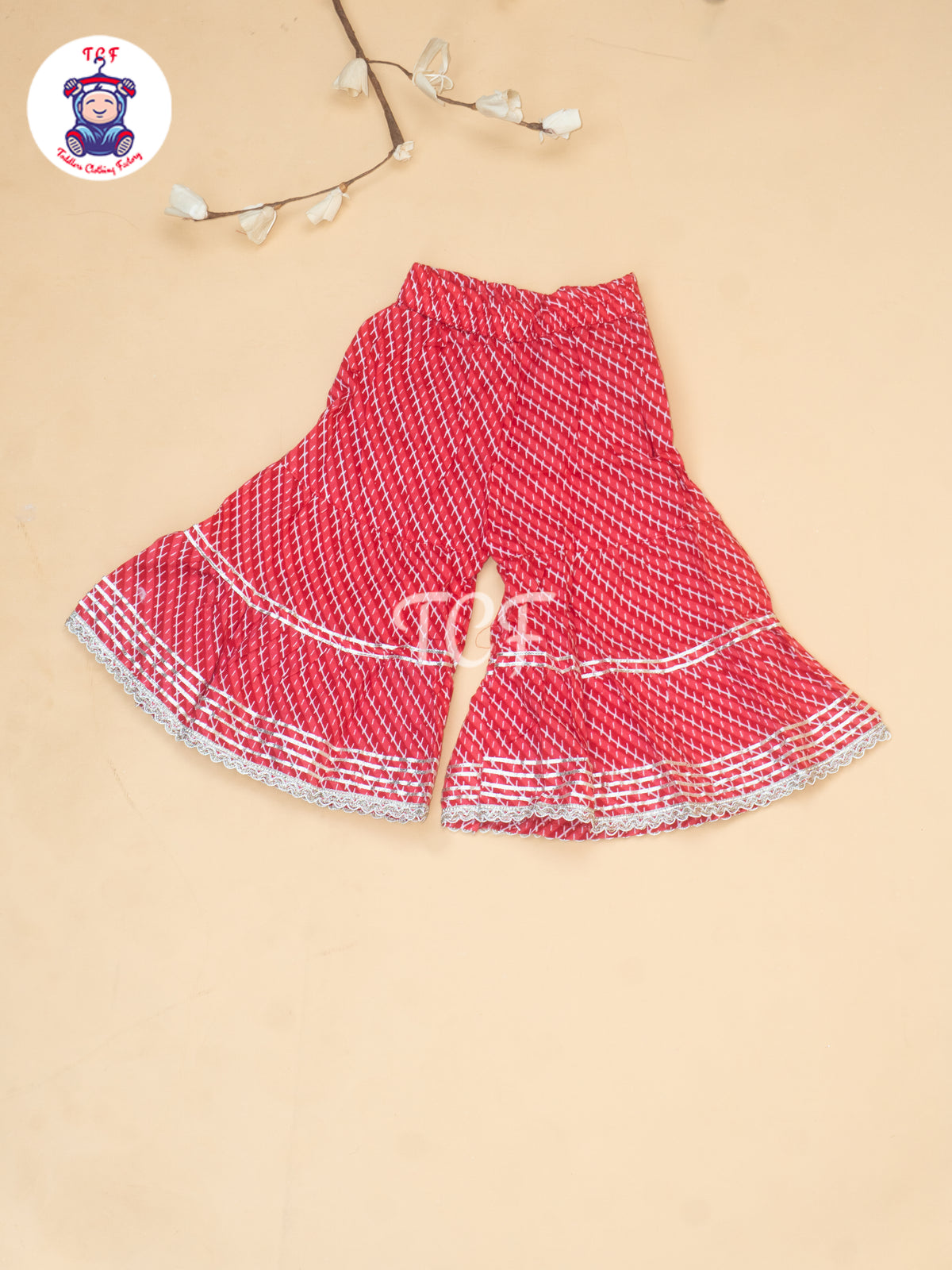 Red - Bandhini Printed Girls Readymade Salwar