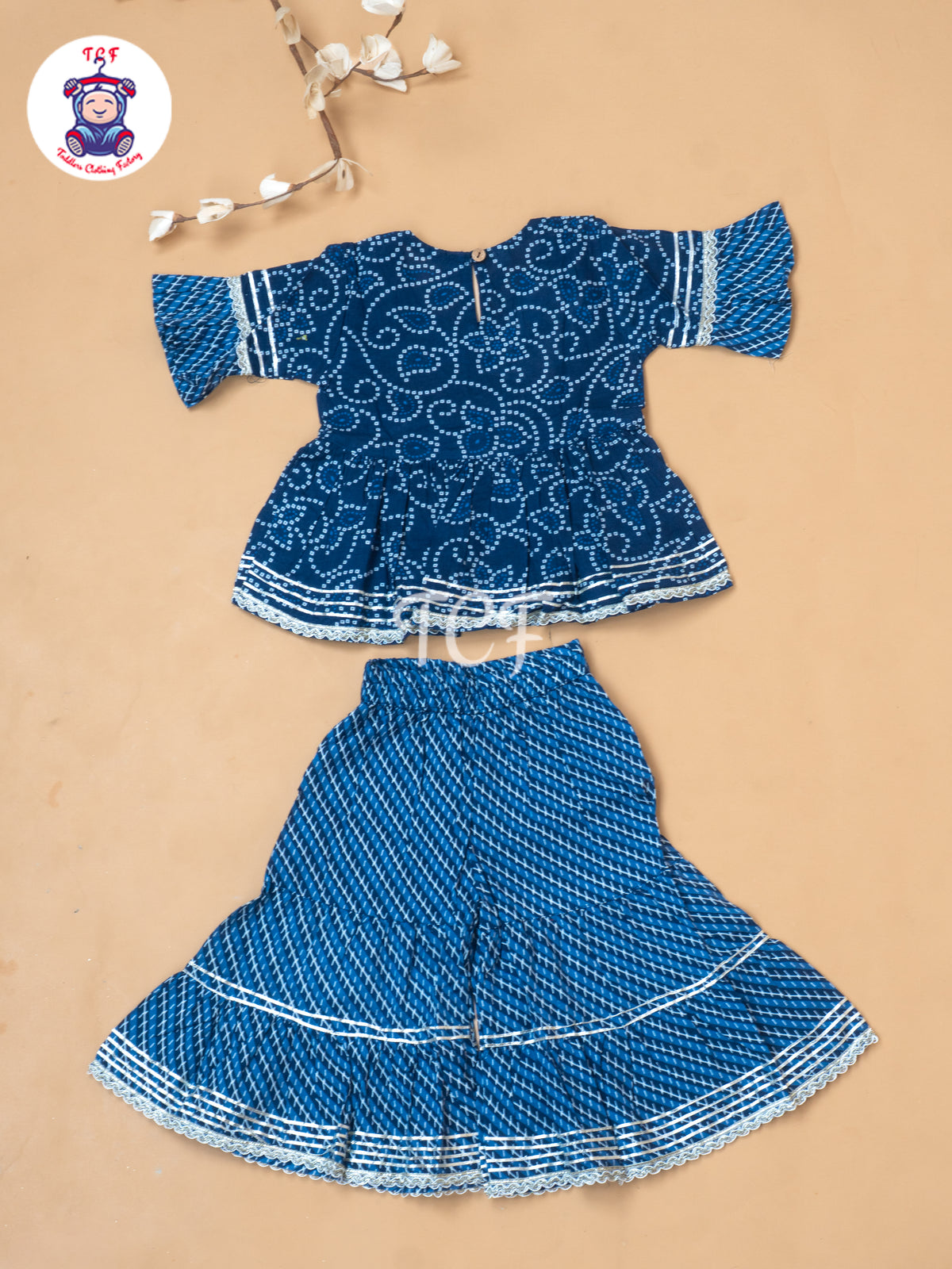 Blue - Bandhini Printed Girls Readymade Salwar
