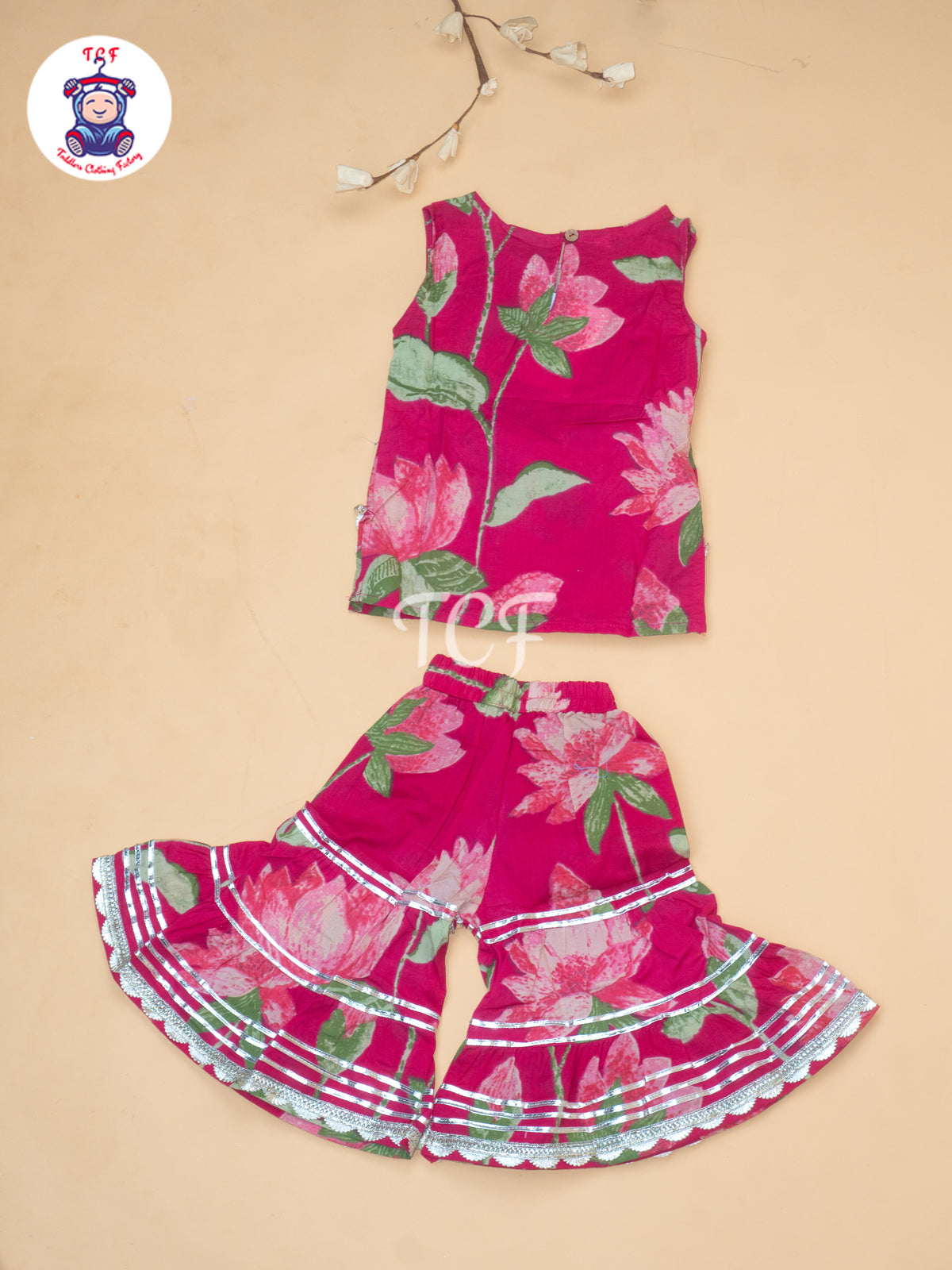 Rose Pink - Lotus Printed Girls Floral printed Salwar