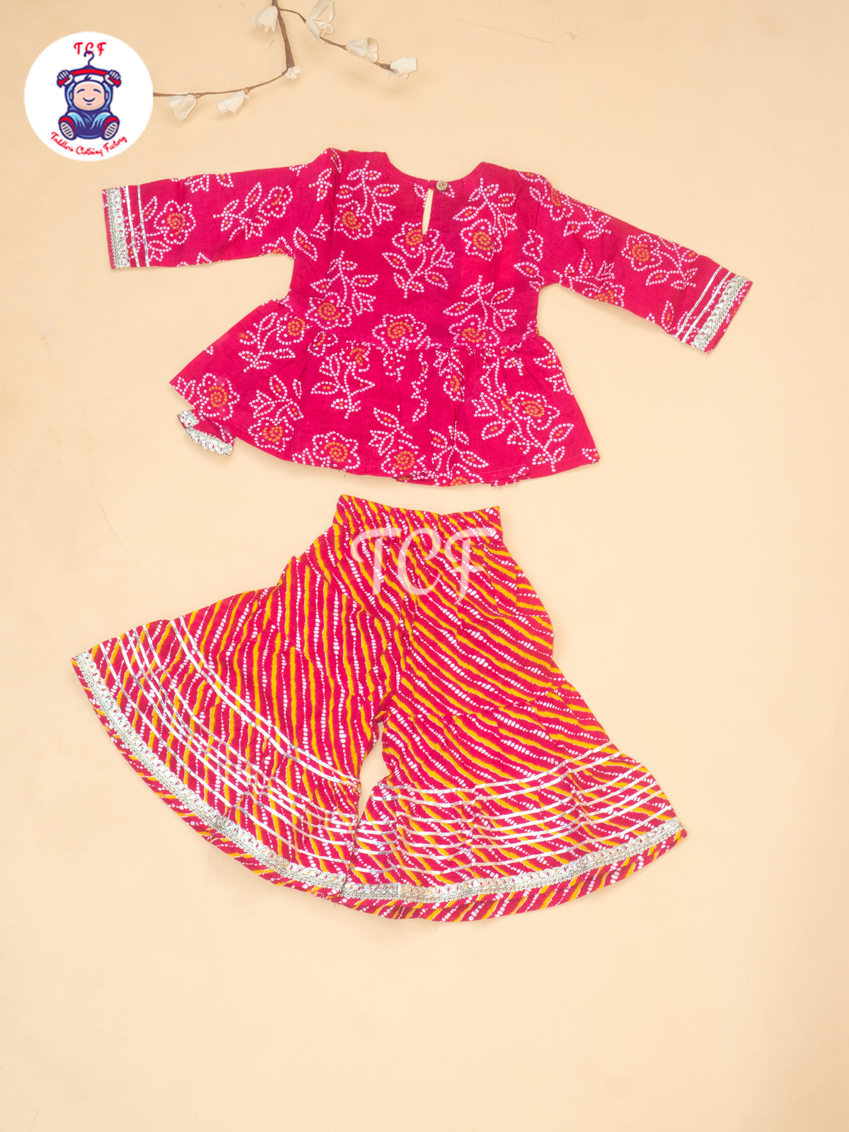 Pink - Bandhini Printed Girls Readymade Salwar