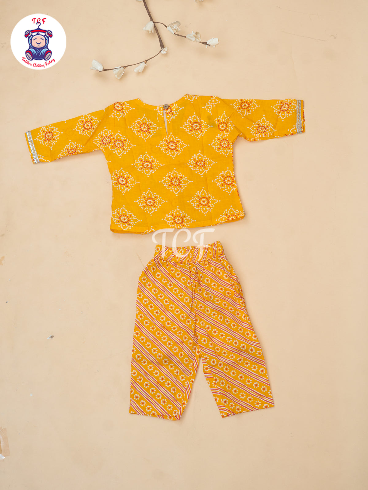 Yellow - Bandhini Printed Girls Readymade A Line Salwar