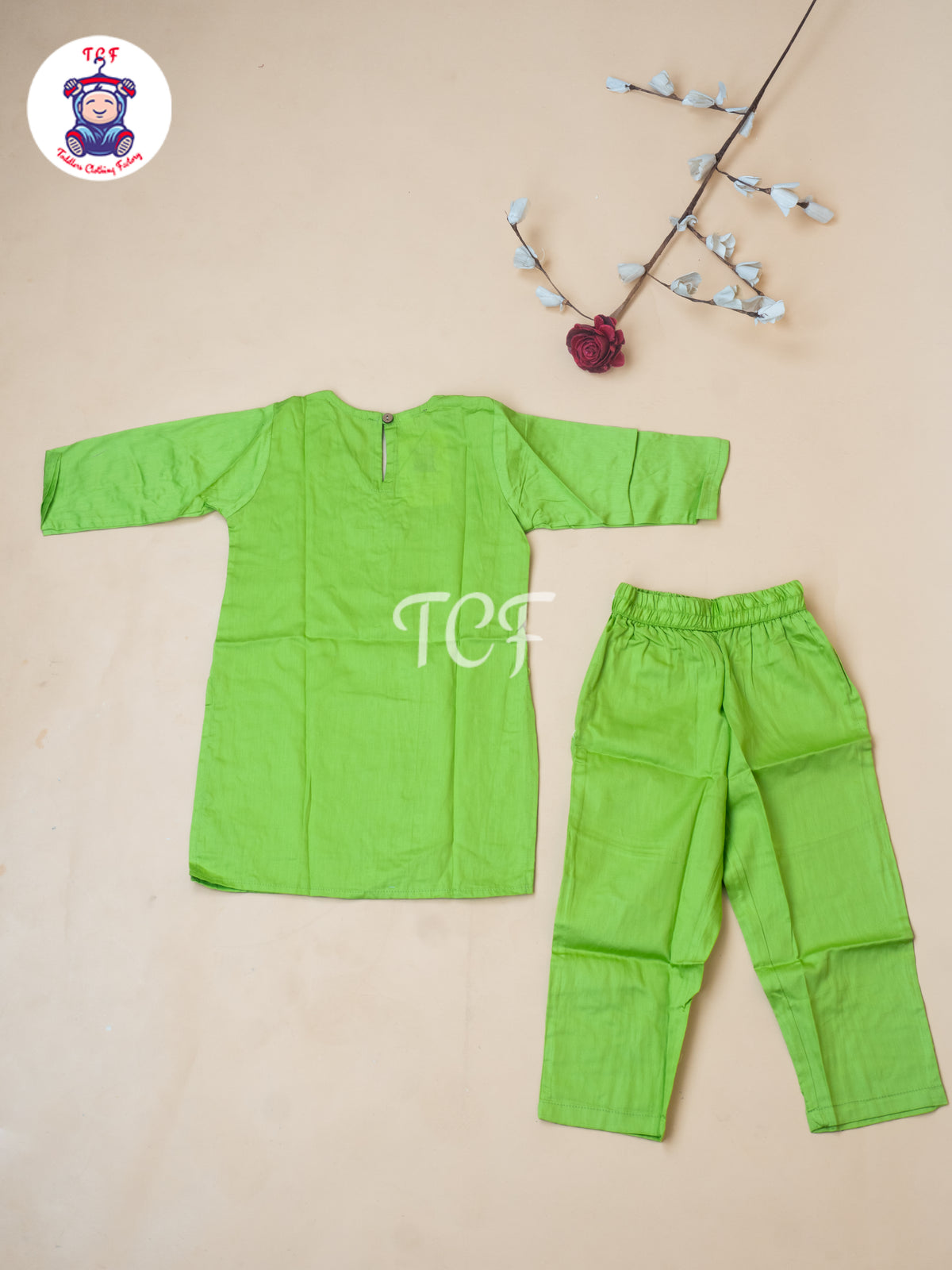 Pista Green - Girls Mirror Embrodiery Co-ords Sets