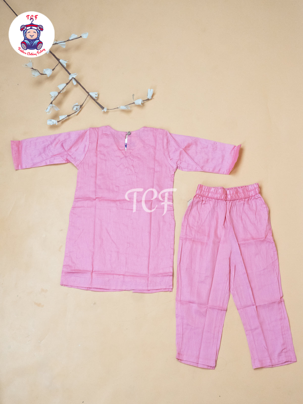 Peach - Girls Mirror Embrodiery Co-ords Sets