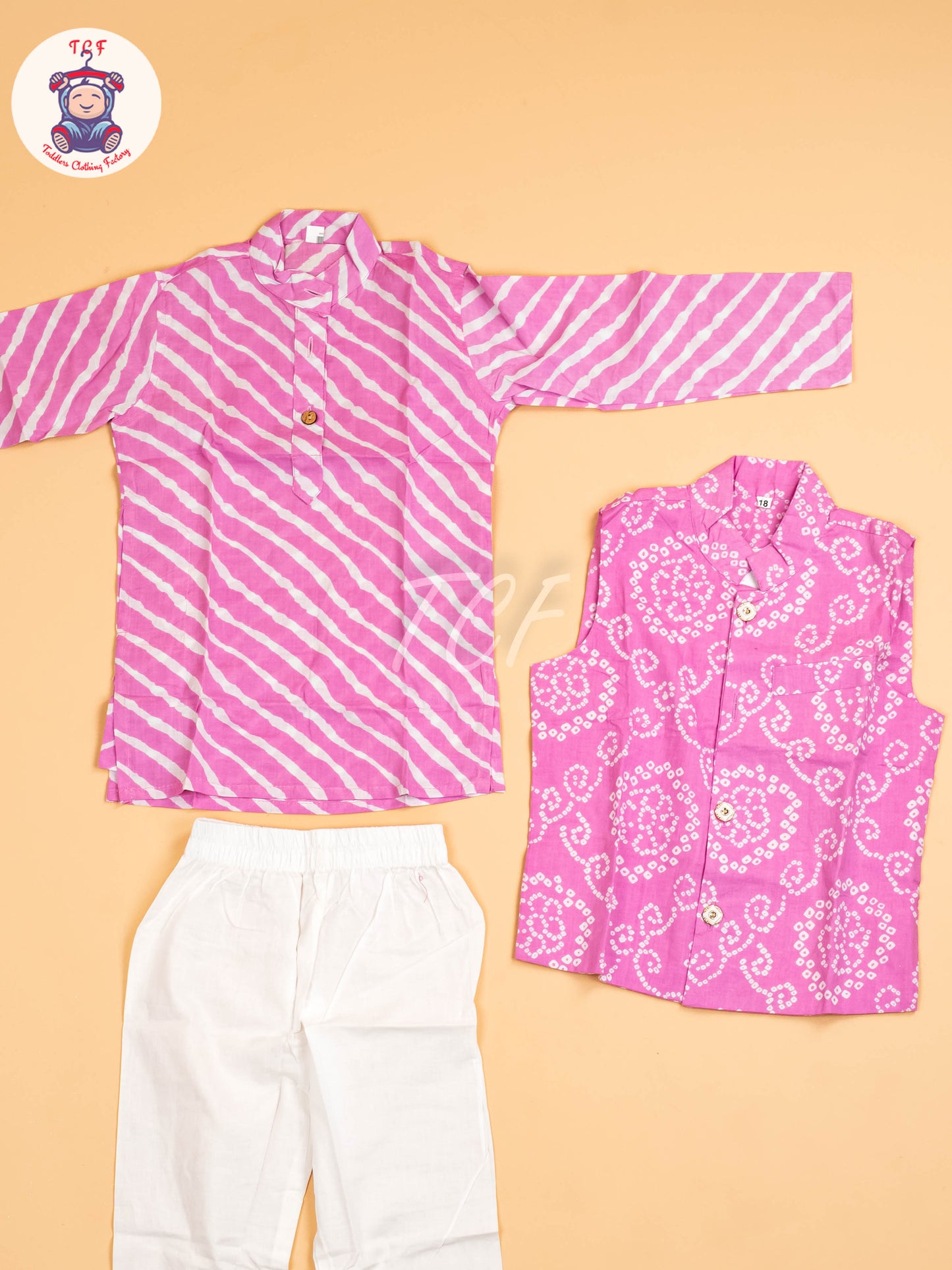 Pink - Boys Printed Kurta Sets