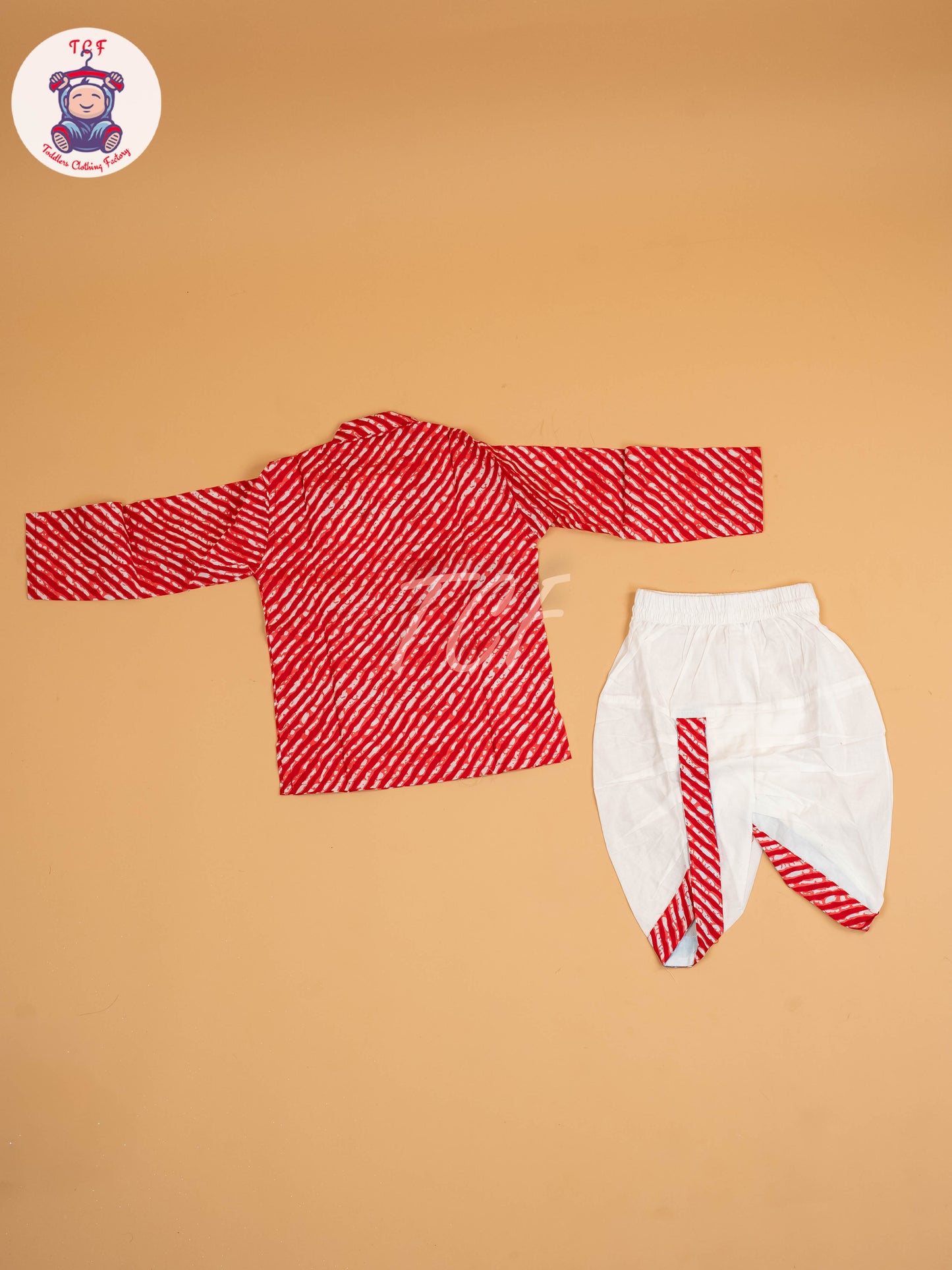 Red - Boys Printed Dhoti Kurta Sets