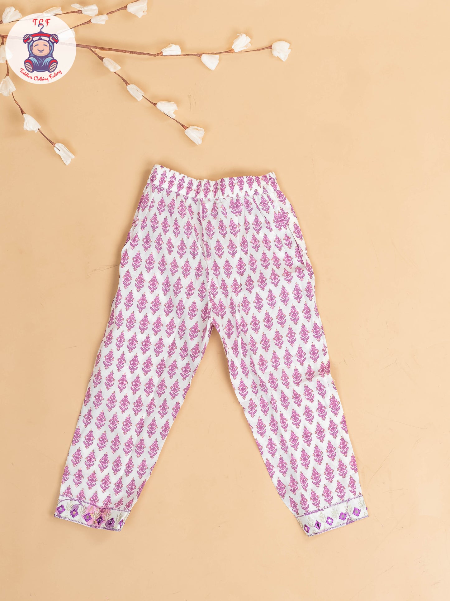 Lavender -Girls Printed Angrakha Salwar