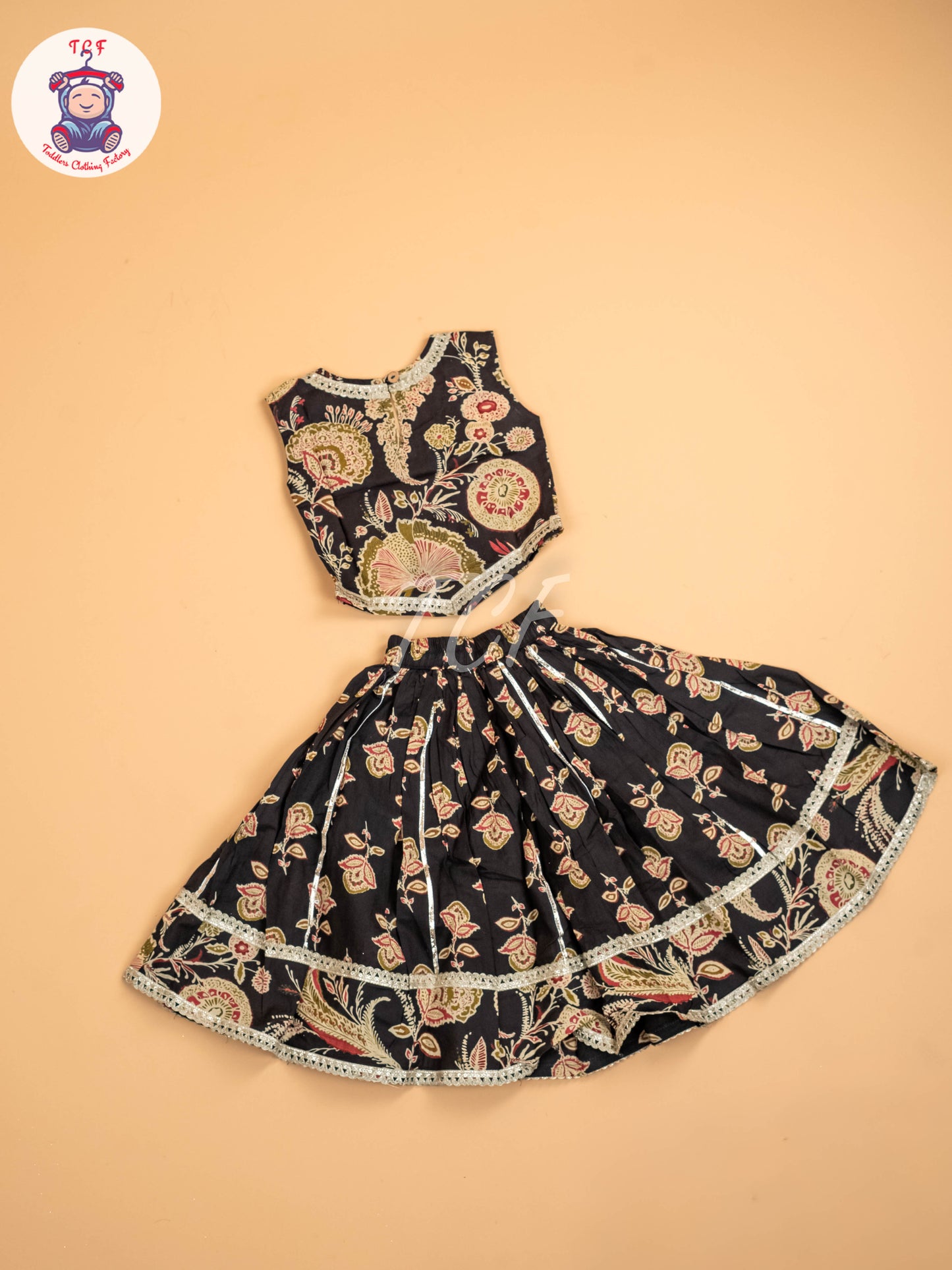 Black - Girls Floral Printed Lehenga Choli
