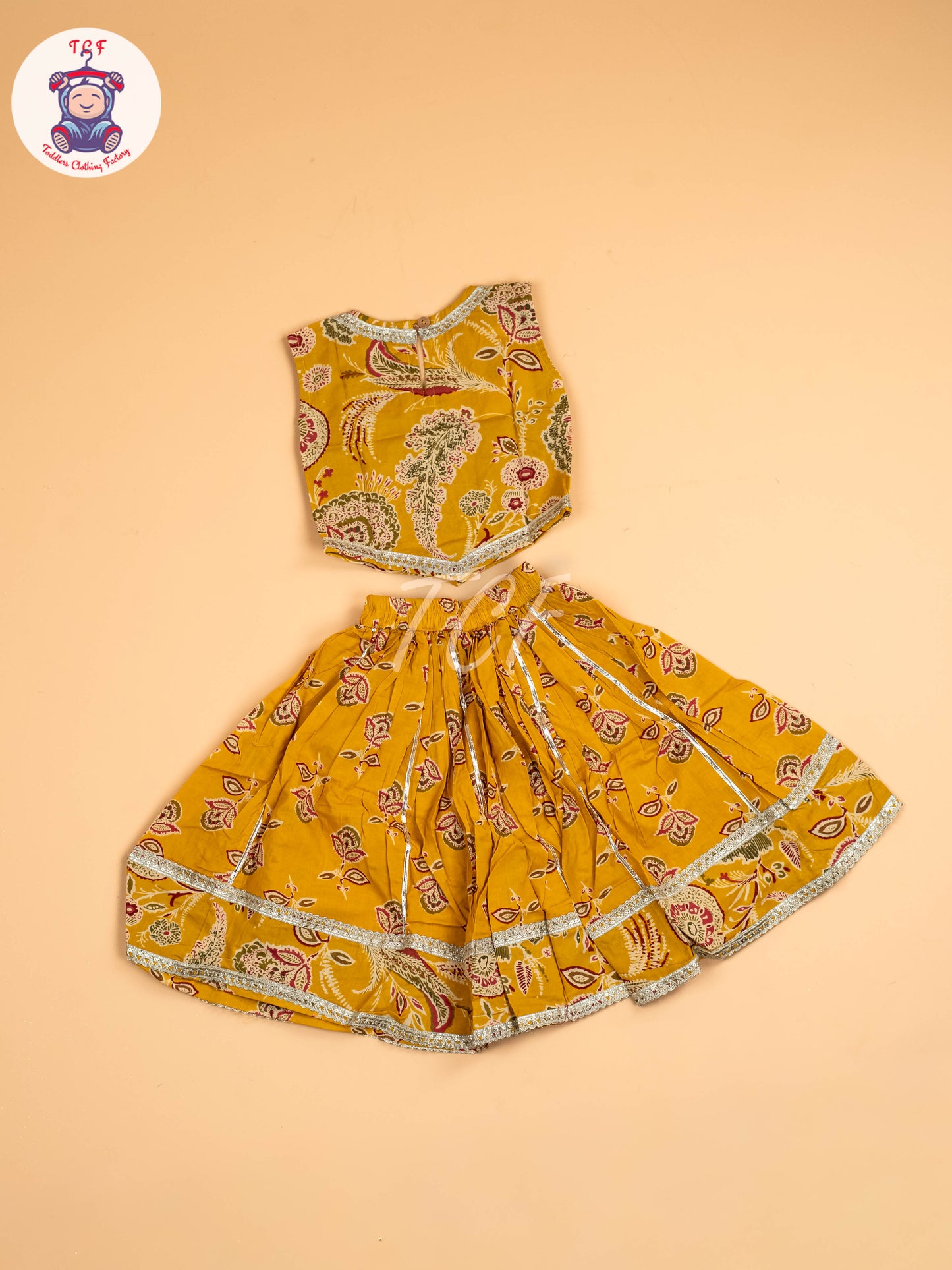 Mustard - Girls Floral Printed Lehenga Choli