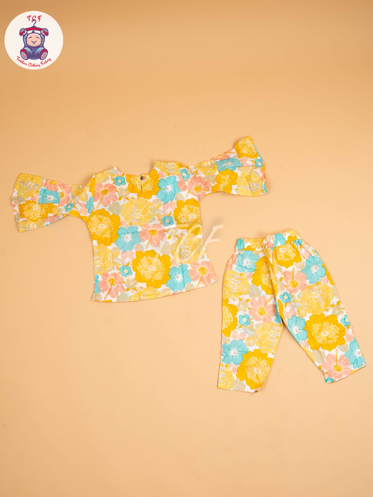 Yellow - Girls Floral printed Co-ords Sets