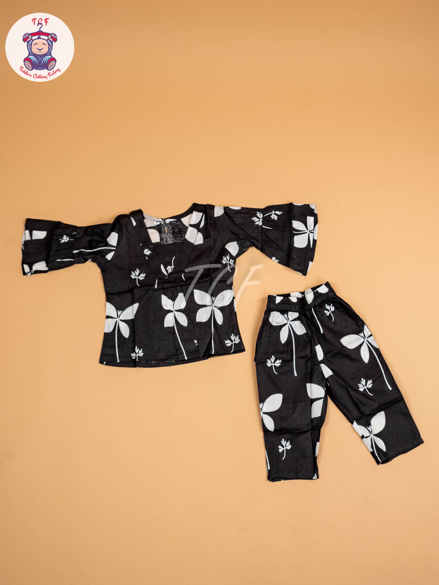 Black - Girls Floral printed Co-ords Sets