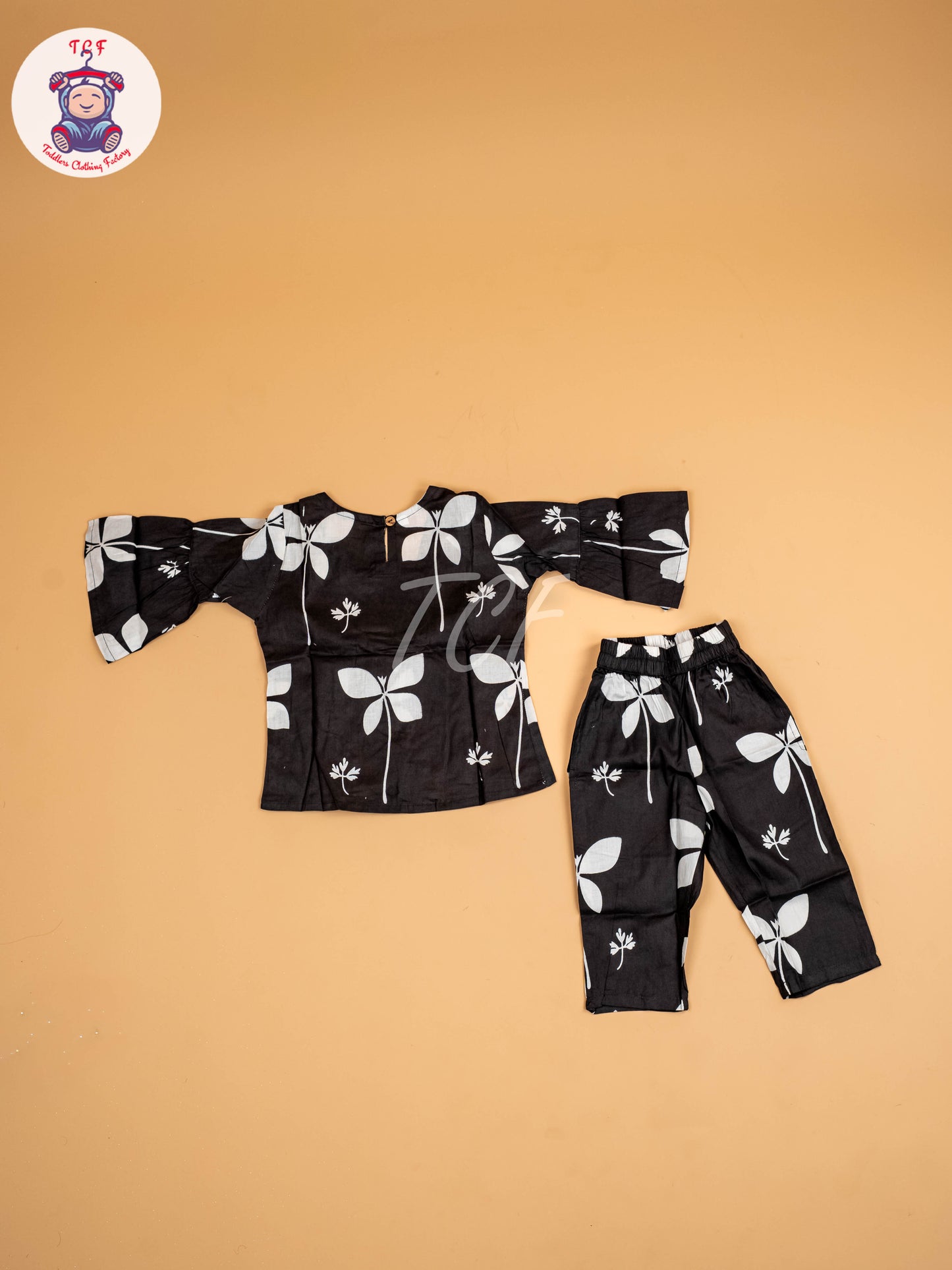 Black - Girls Floral printed Co-ords Sets