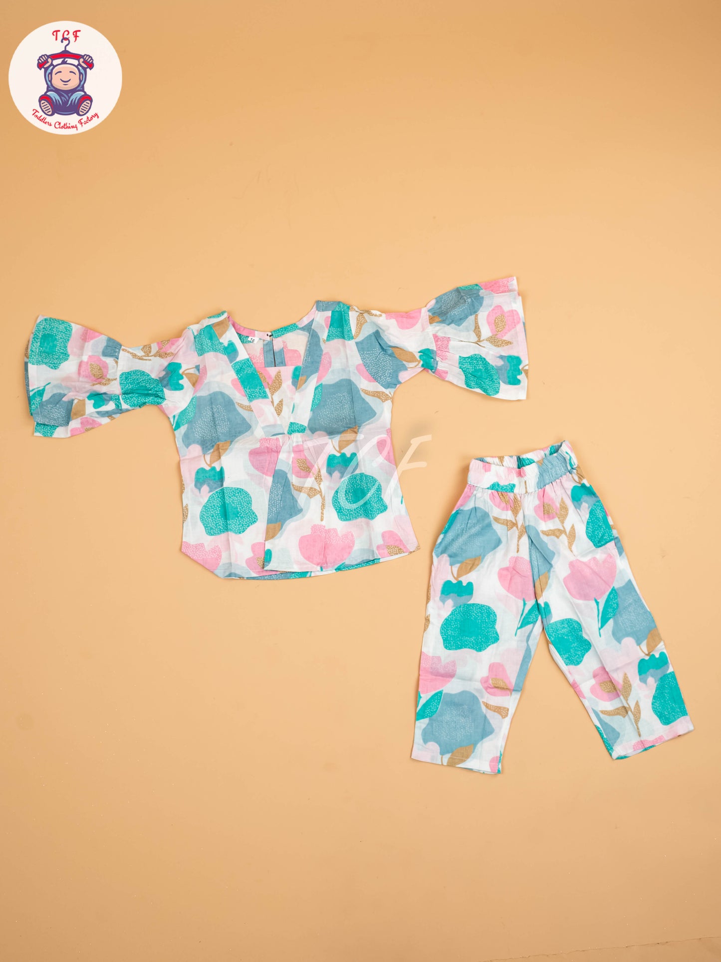 White - Girls Floral printed Co-ords Sets